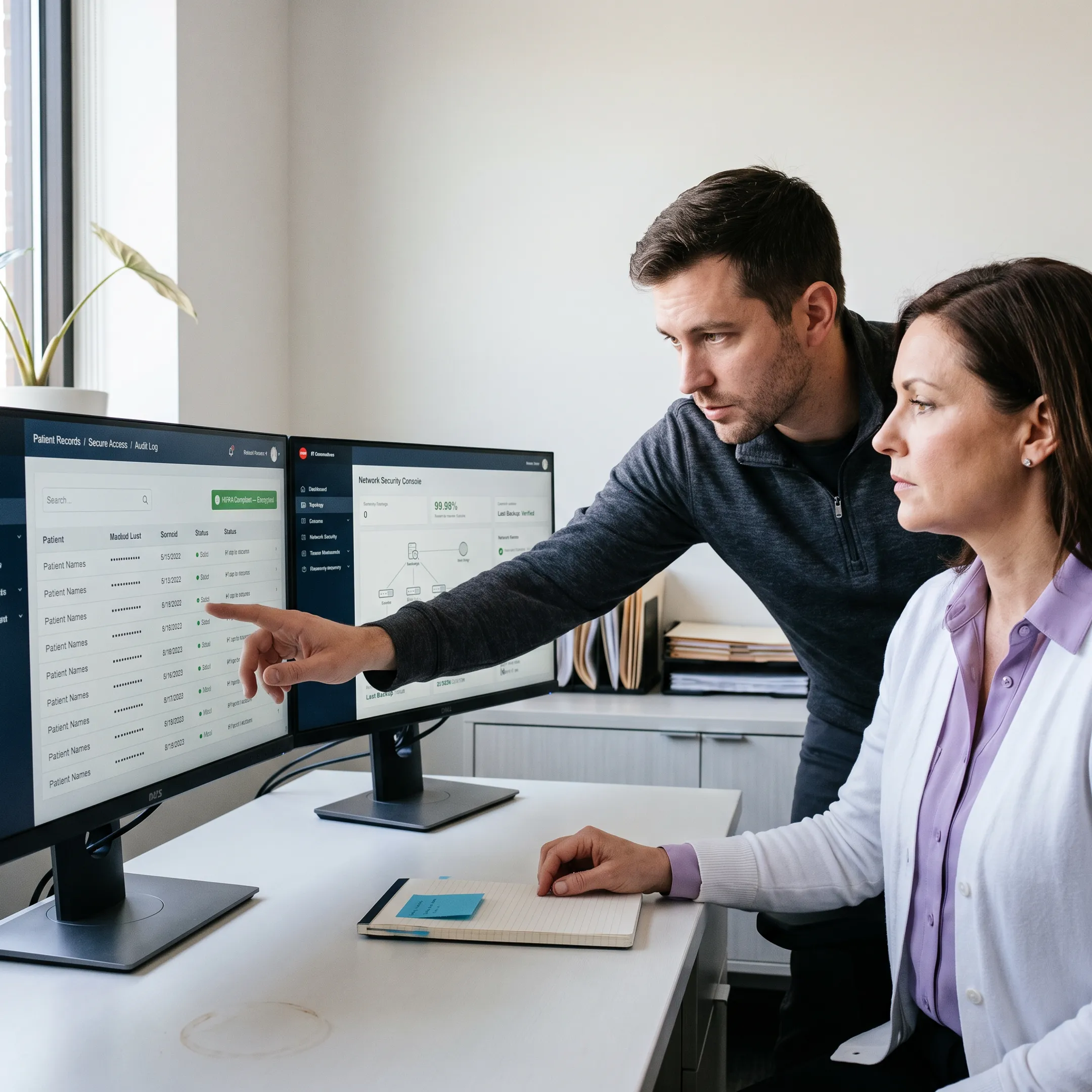 Healthcare professional reviewing secure digital patient records