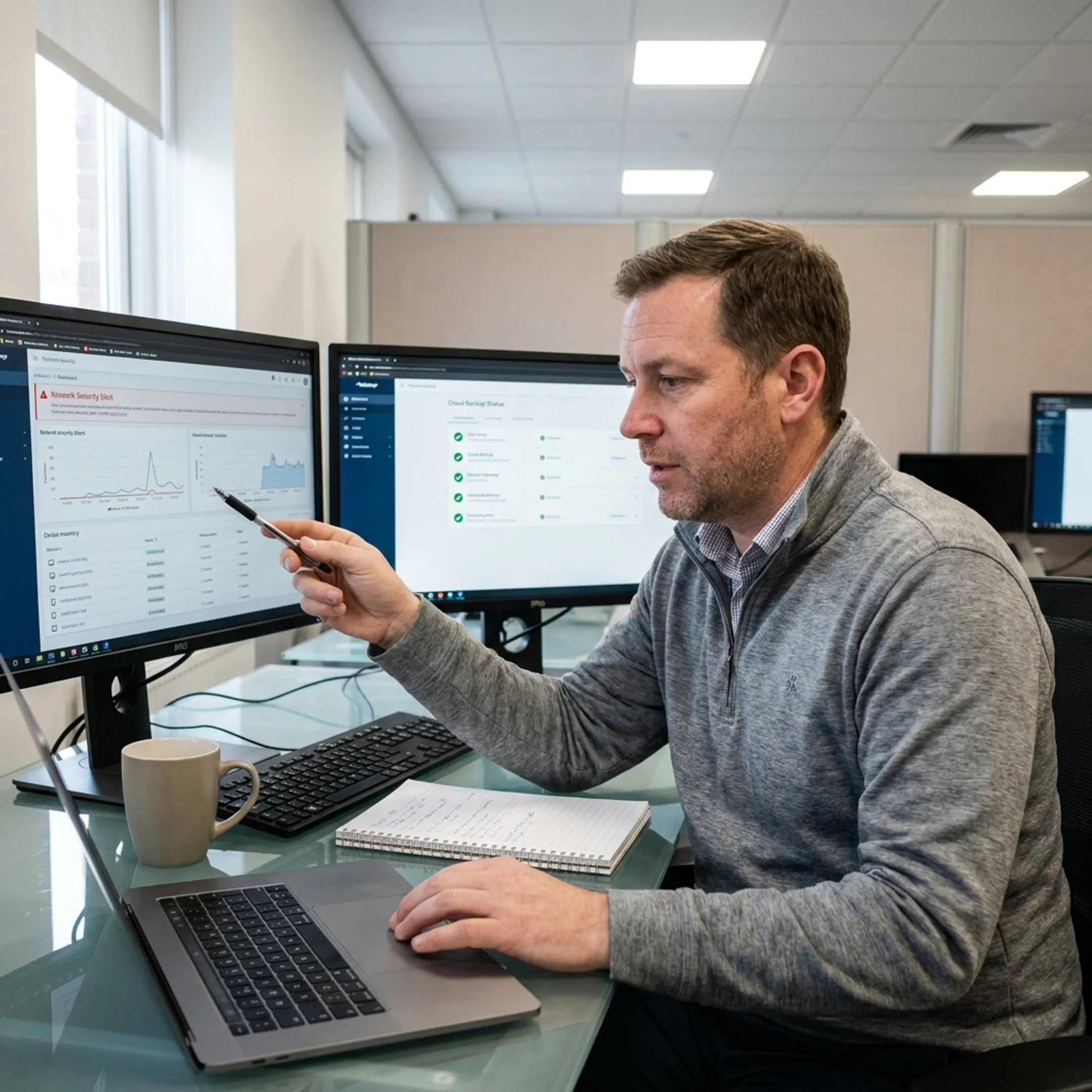 Designer reviewing an ecommerce storefront on a laptop