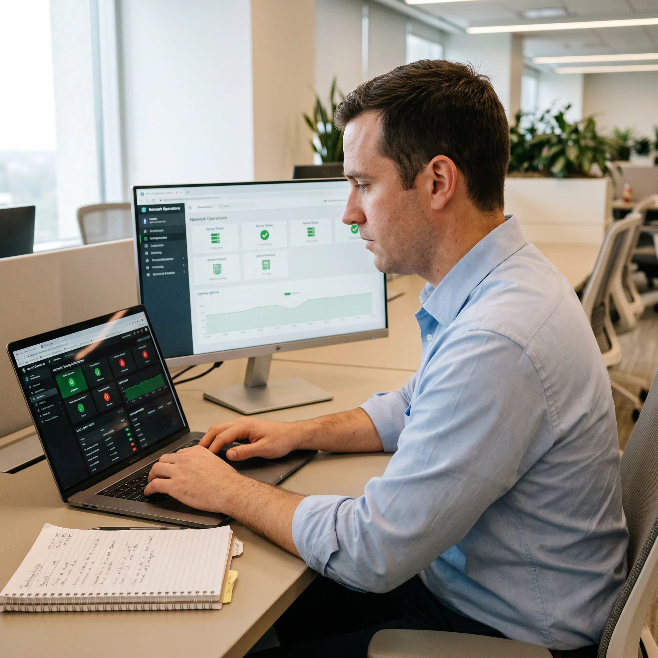 Web designer reviewing a responsive business website