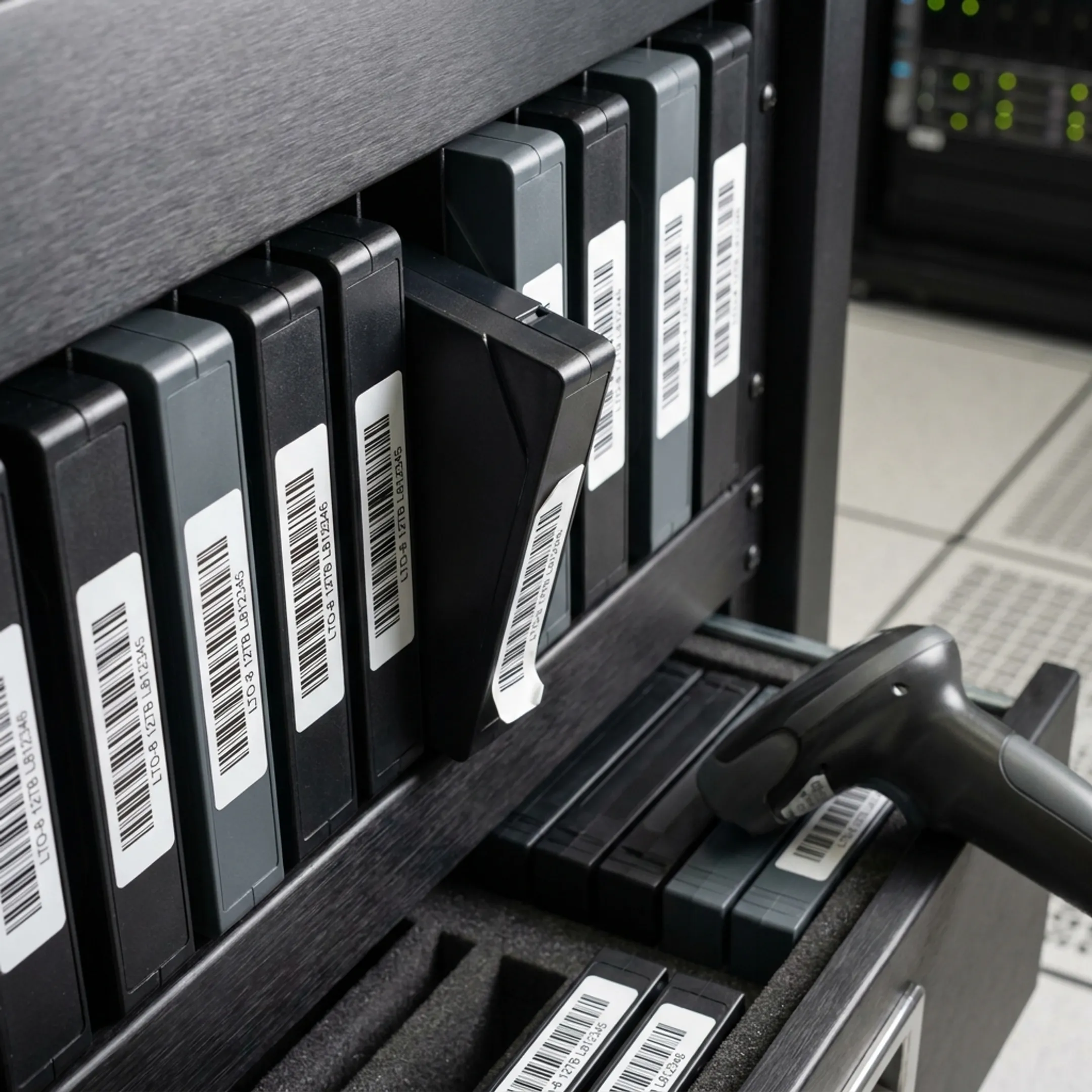 Business data backup tapes and storage system