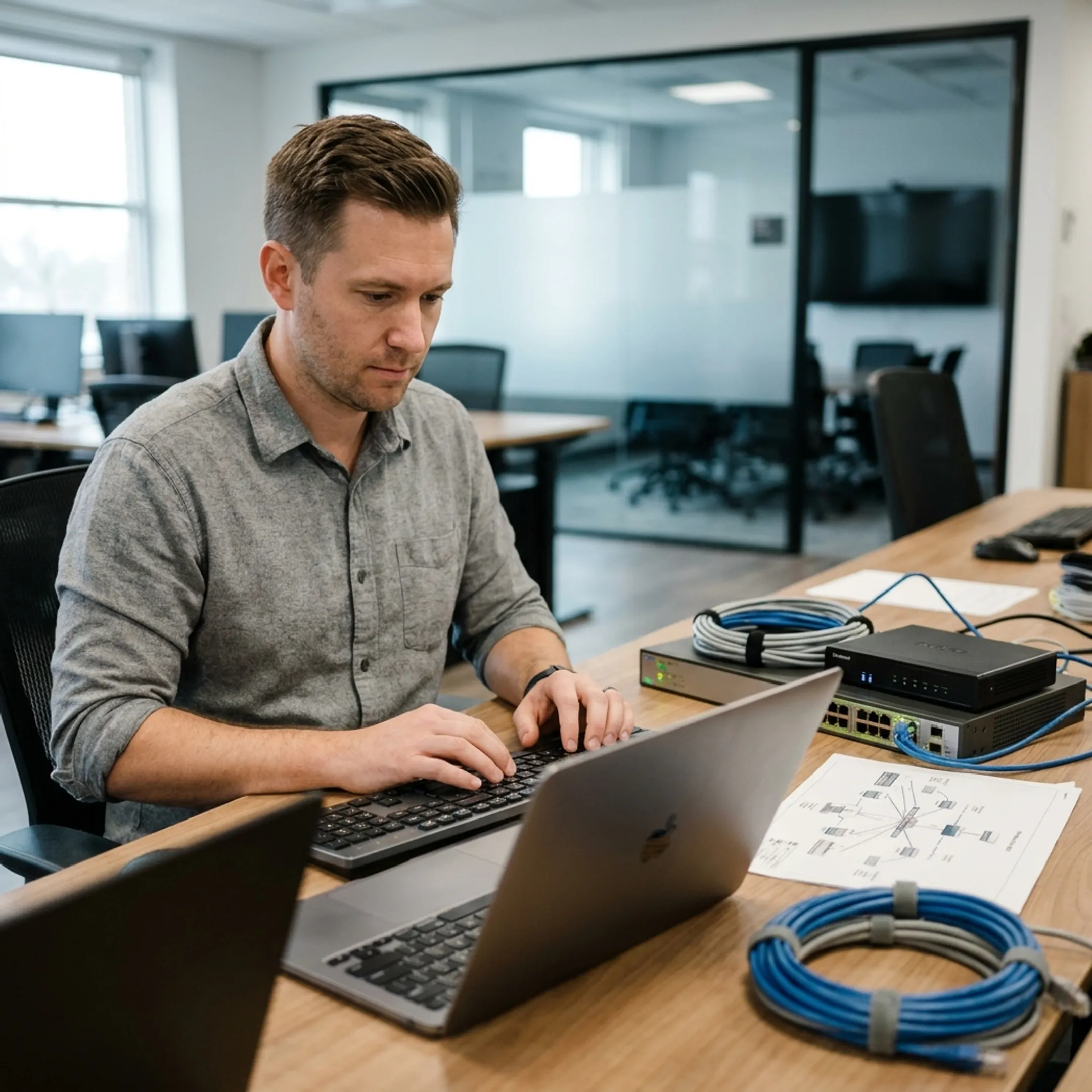 Engineer planning a secure business network