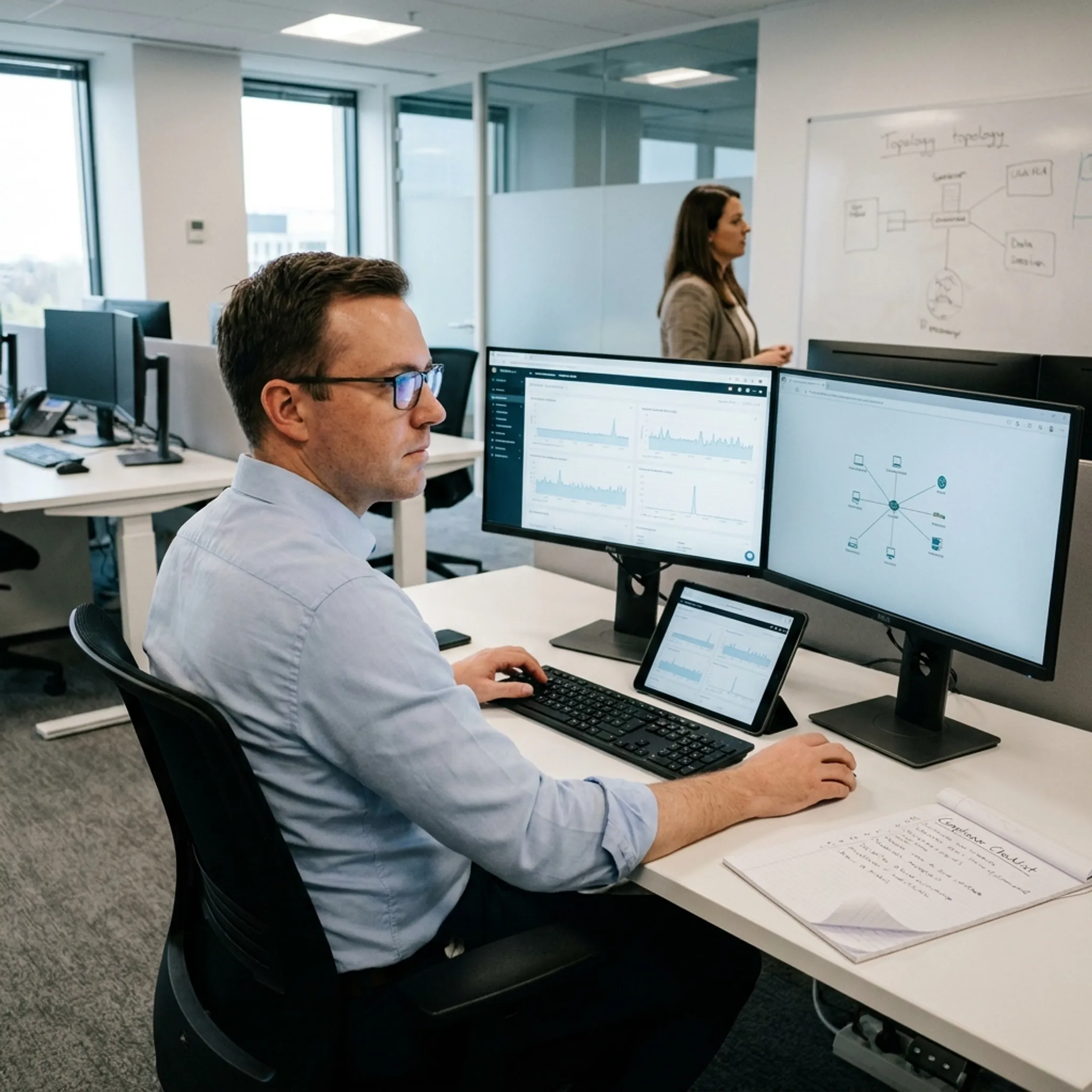 Web designer reviewing a business website