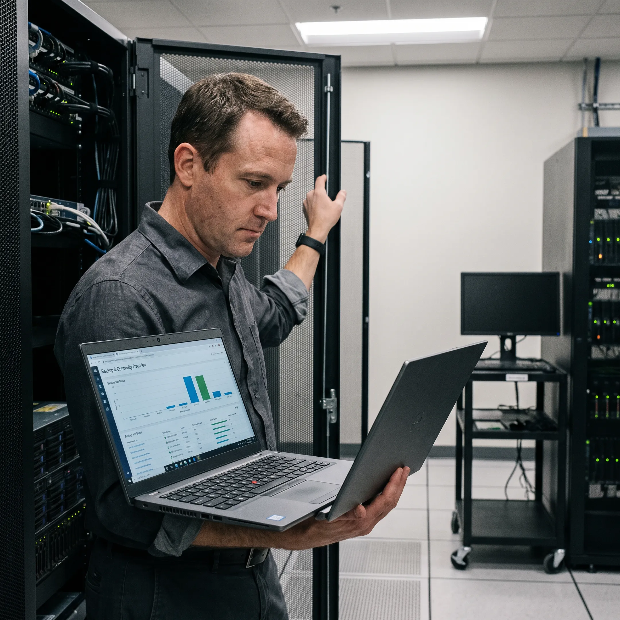 IT professional managing a backup appliance