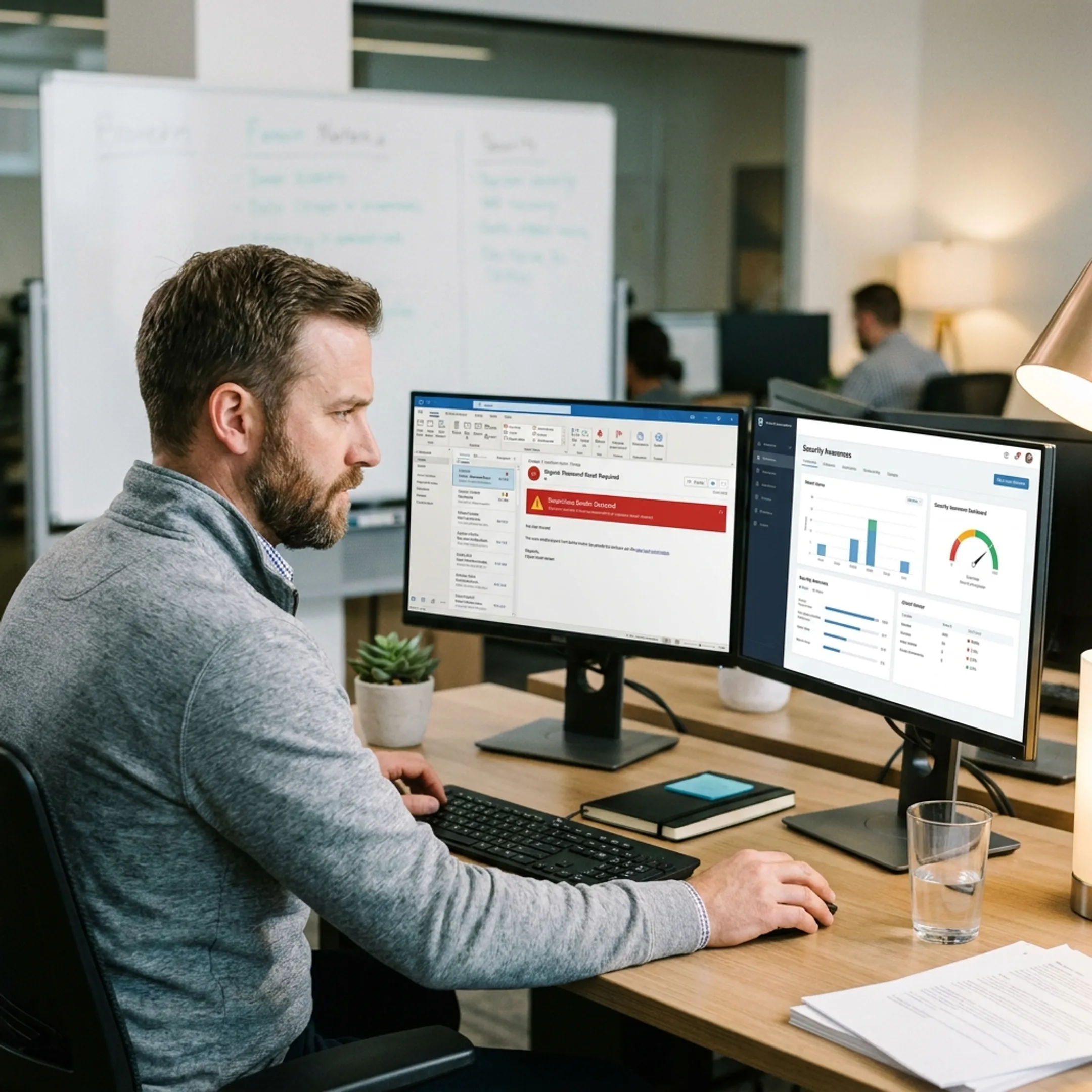 Employee reviewing a simulated phishing email