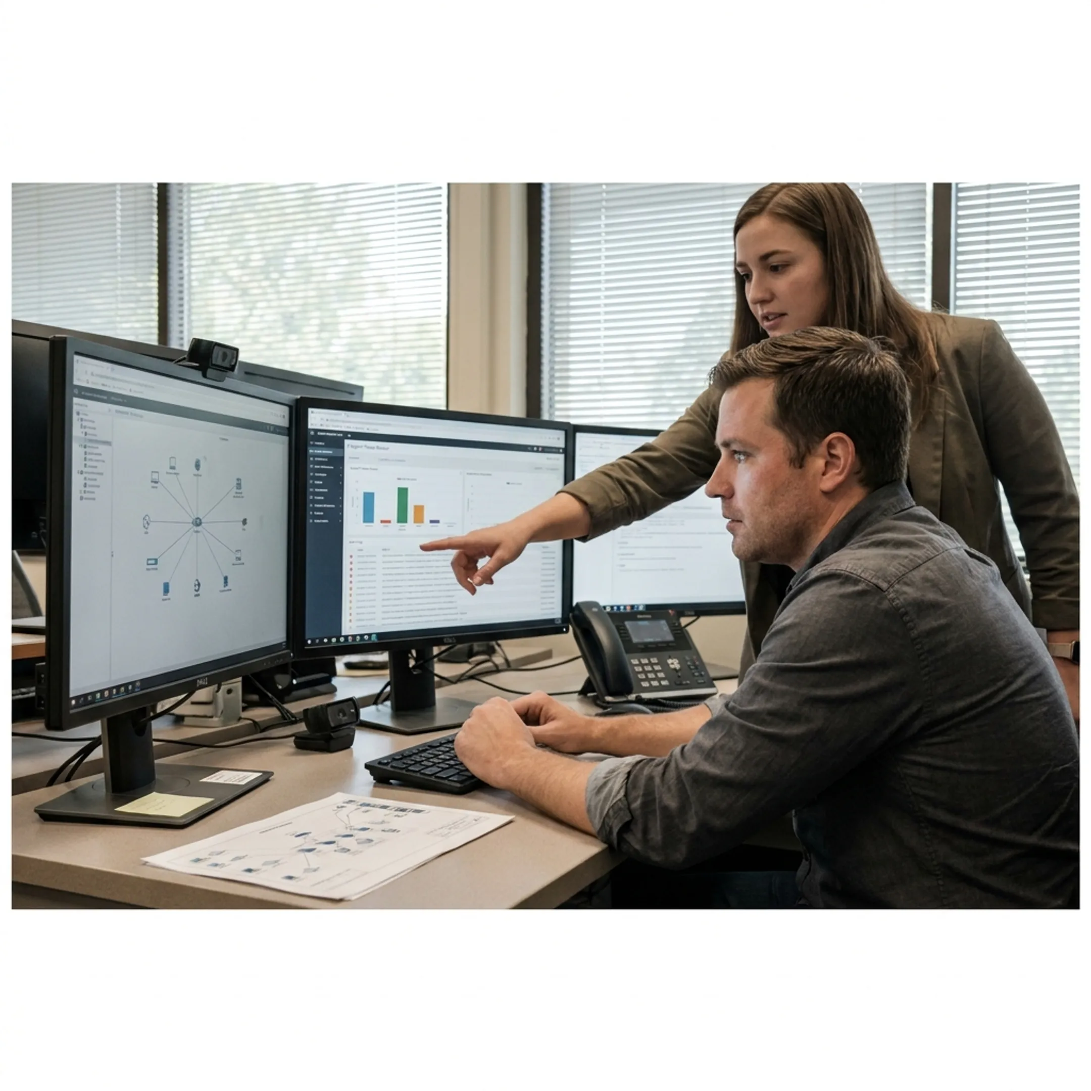 Cybersecurity professional monitoring endpoint security data