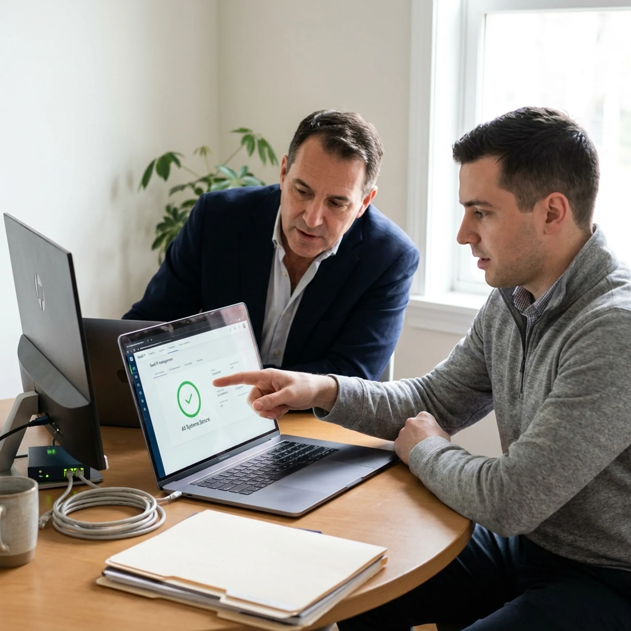 IT professional assisting a small business owner