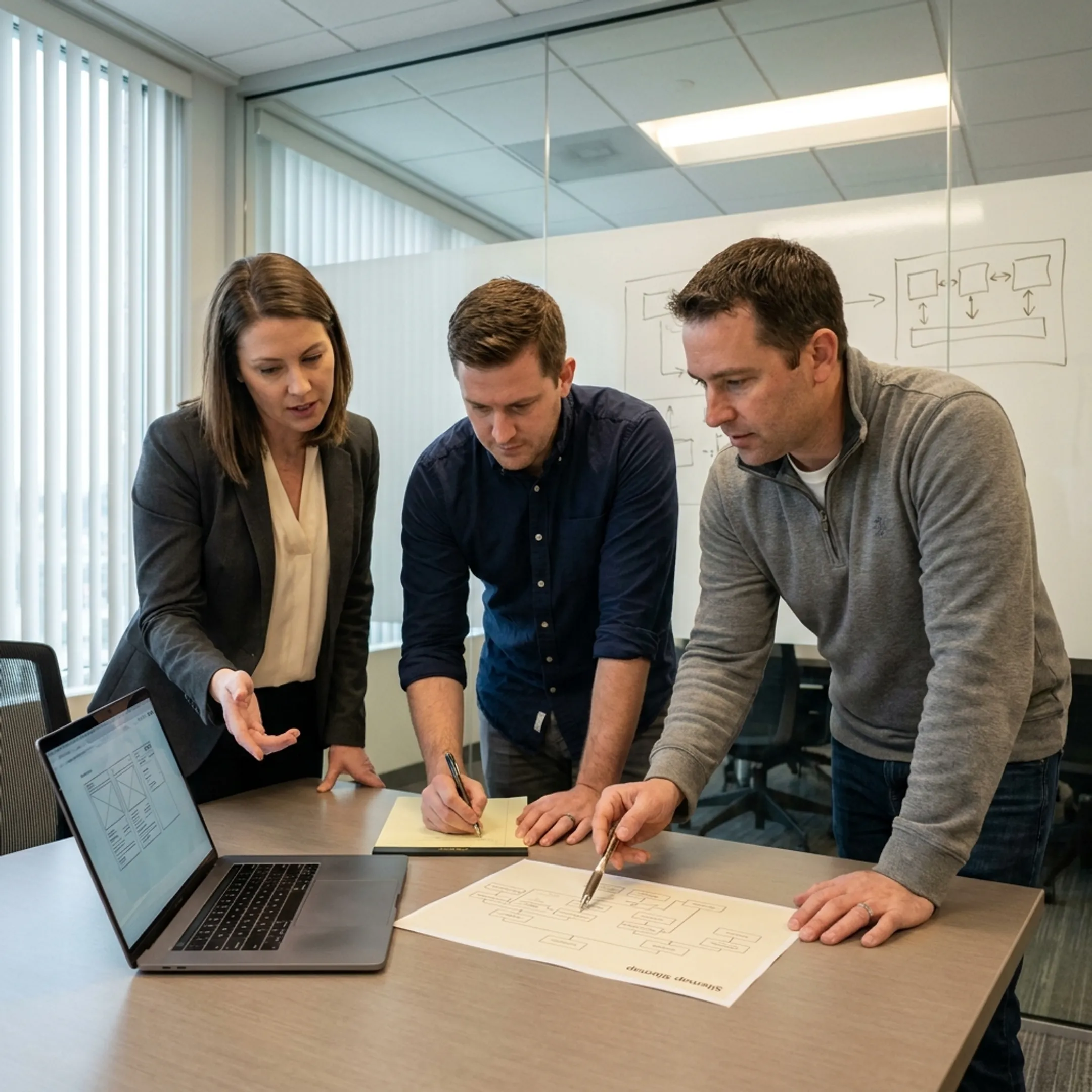 Team planning website pages and content