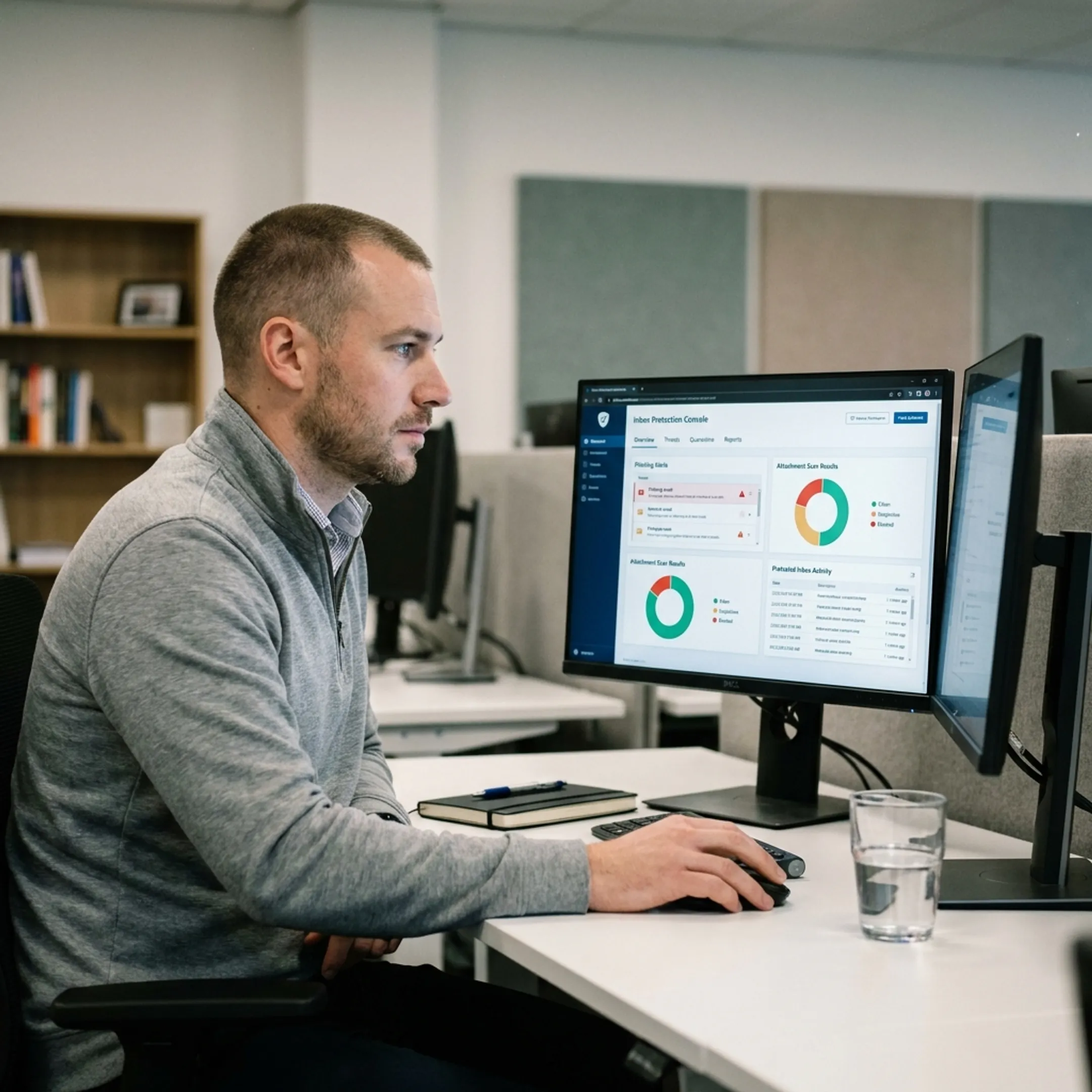 Professional reviewing secure business email