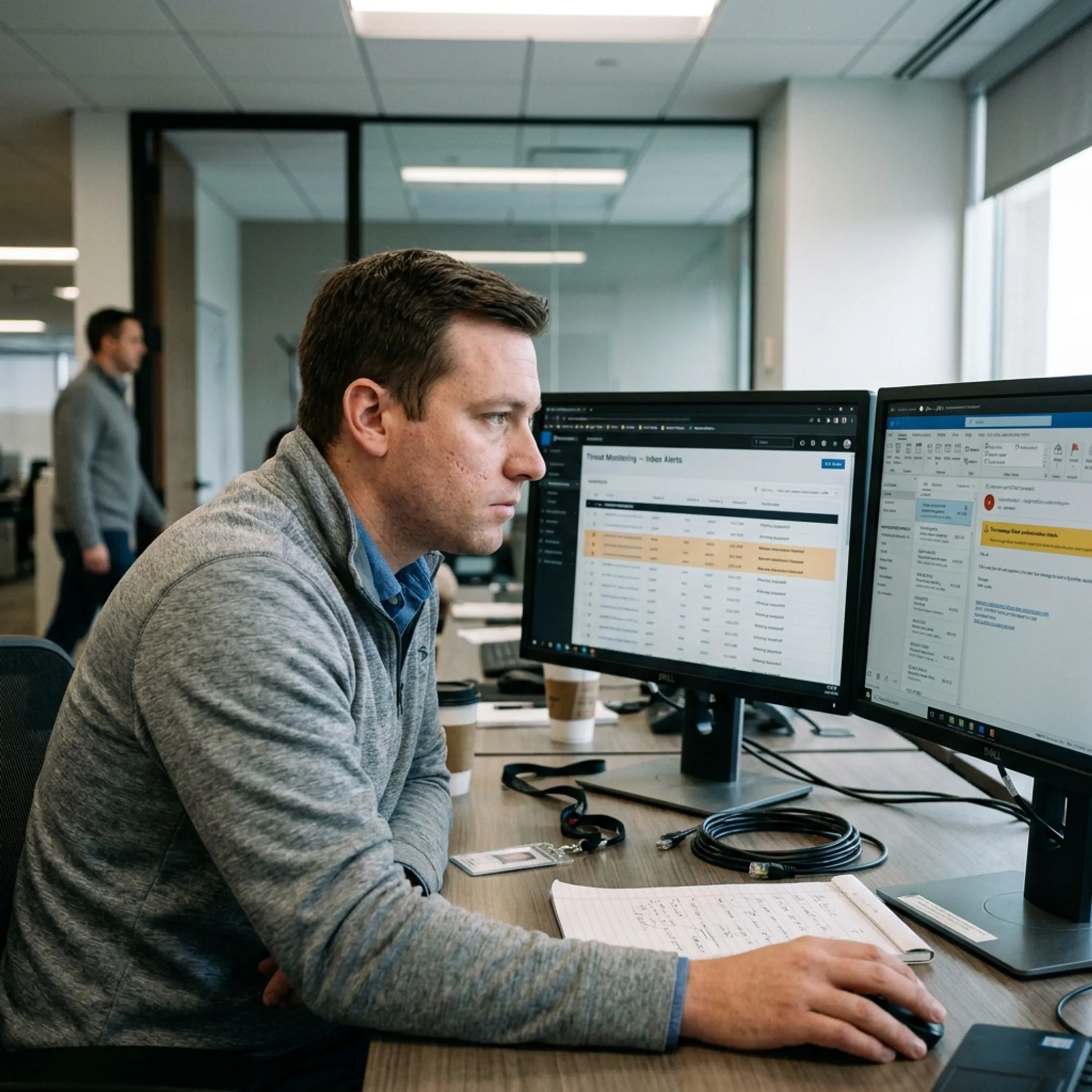 Security analyst reviewing email threat alerts
