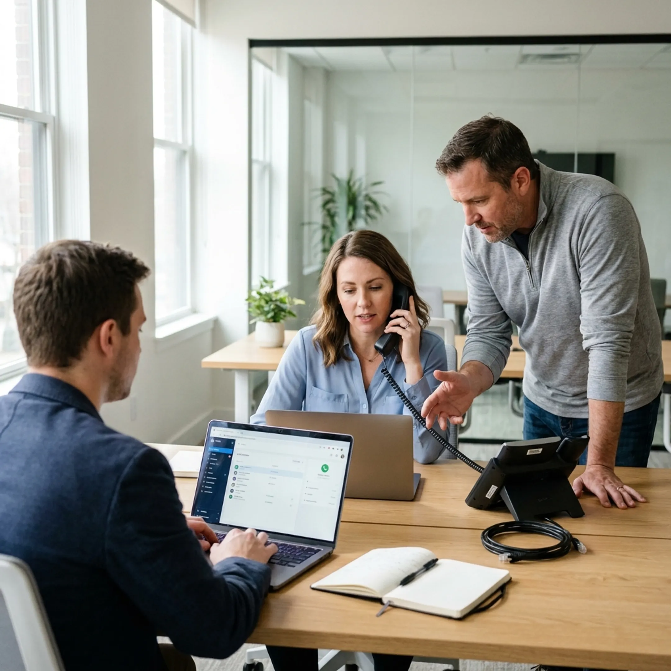 Small business team using a cloud phone system