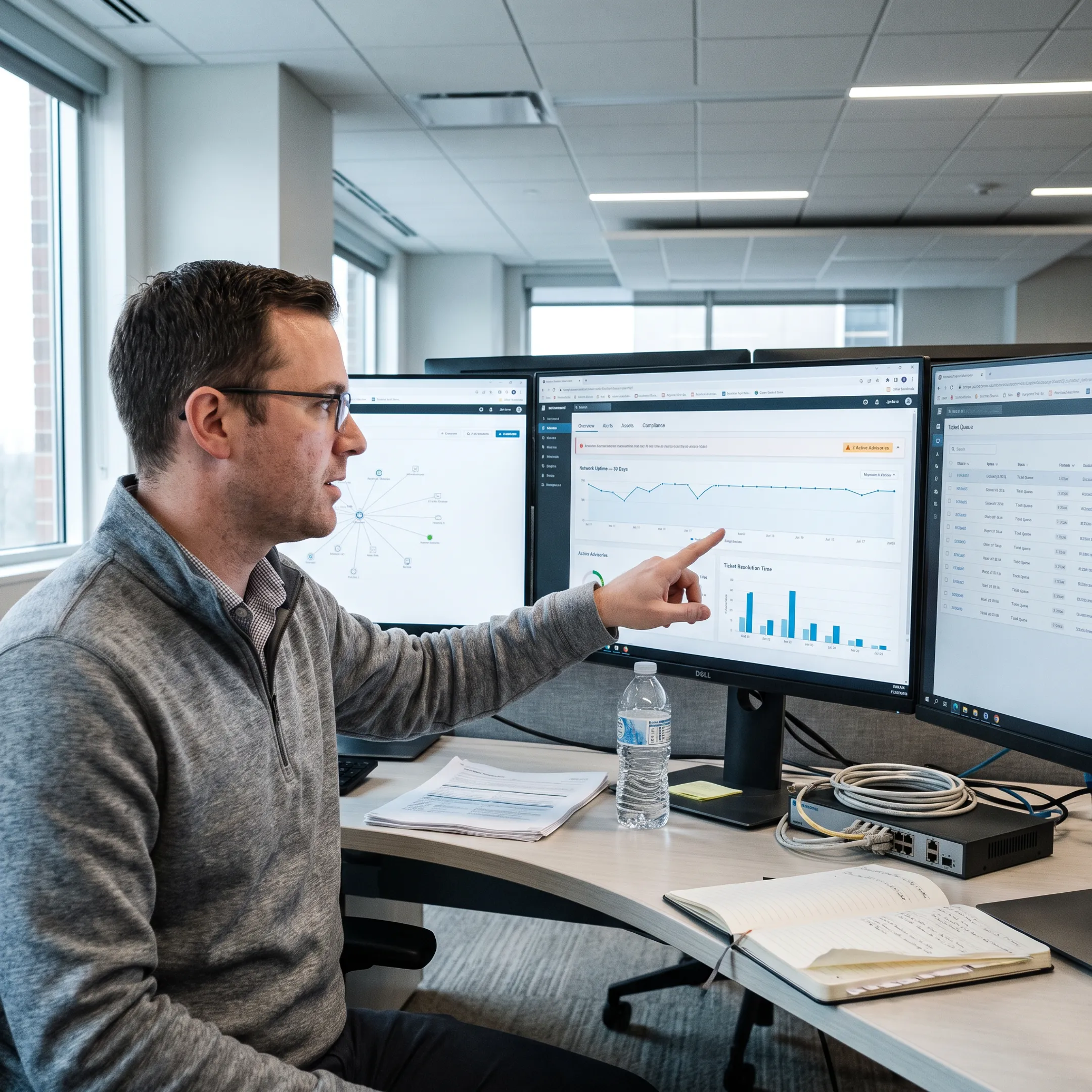 IT professional monitoring AWS cloud hosting infrastructure