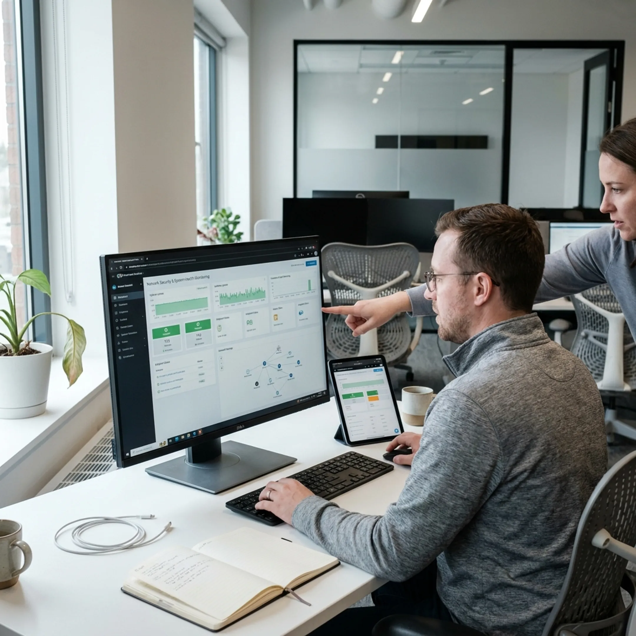 Web designer reviewing a business website