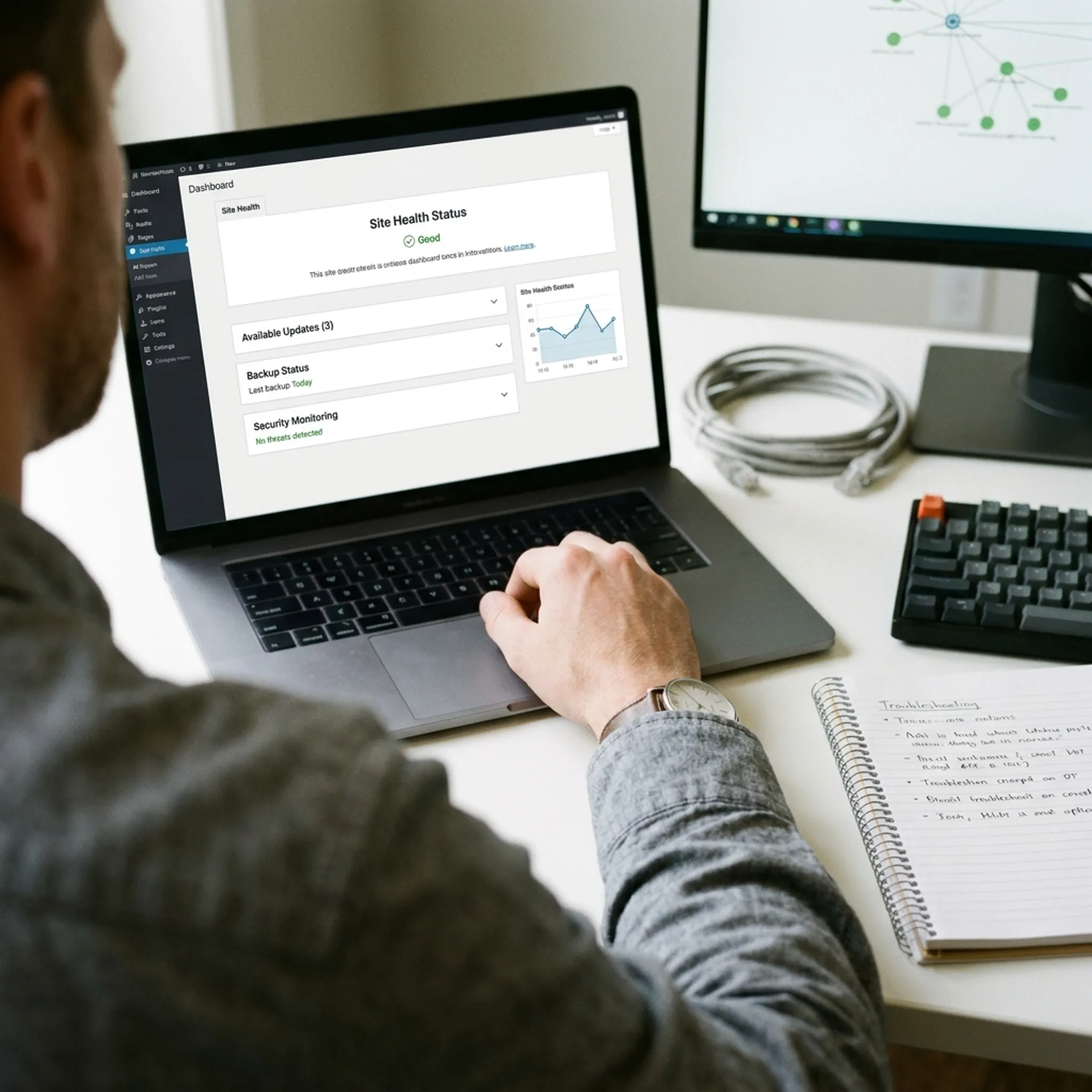 WordPress maintenance dashboard and website health review