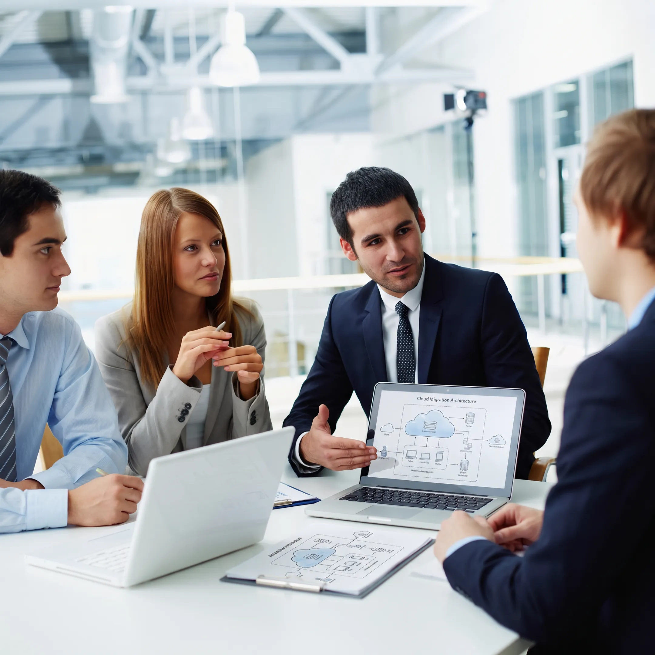Consultant planning a secure cloud migration