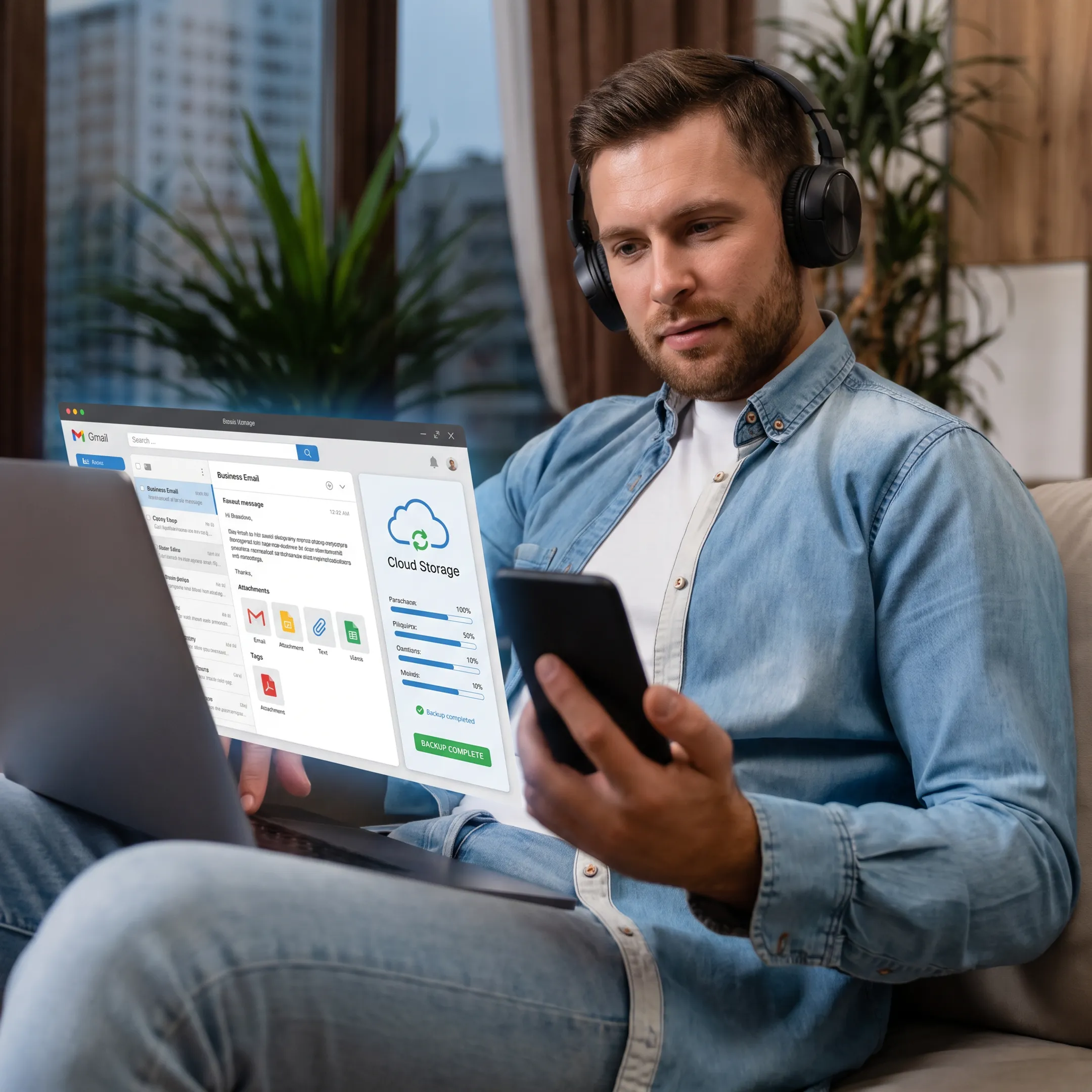 Secure business email backup in cloud storage