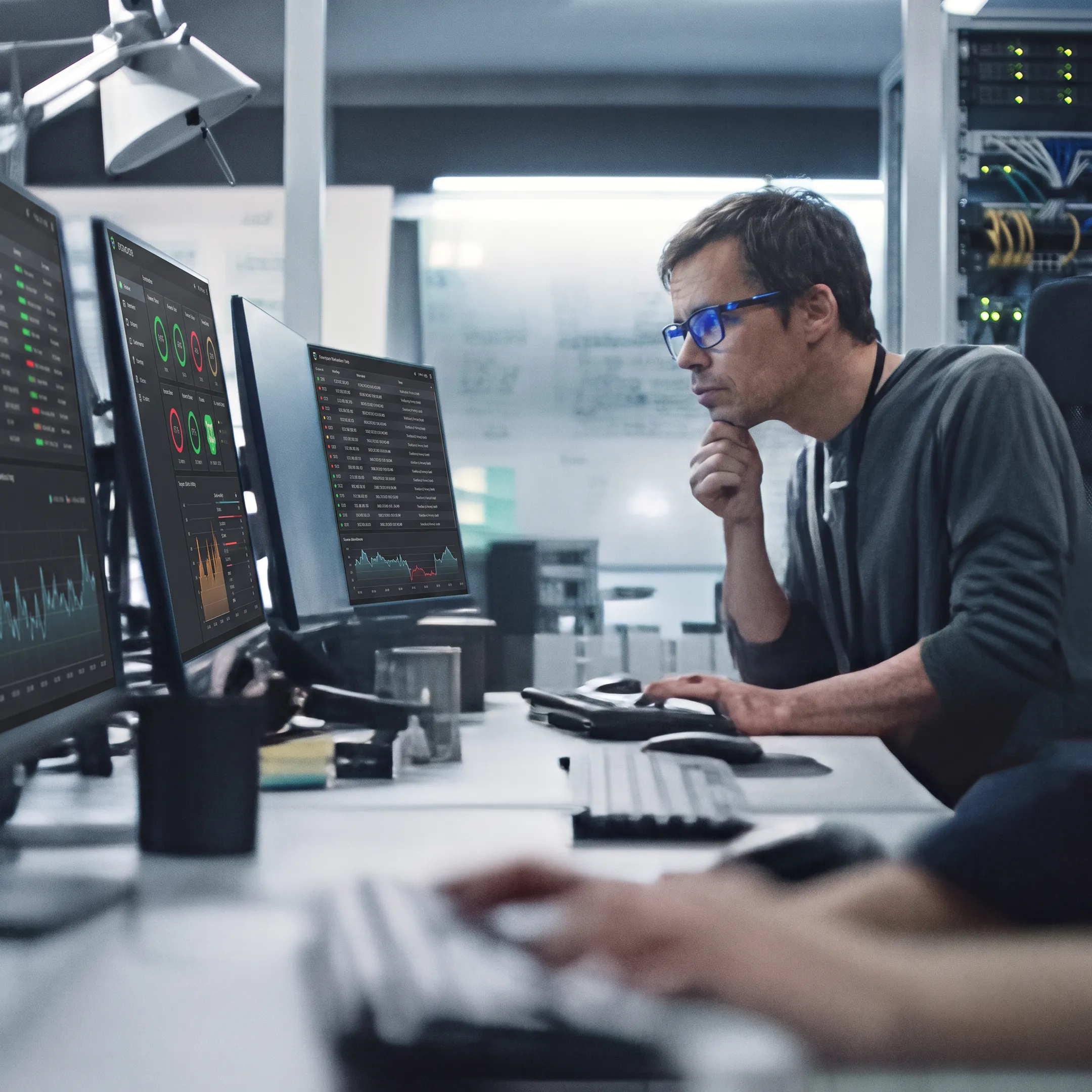 Engineer securing a business IT network