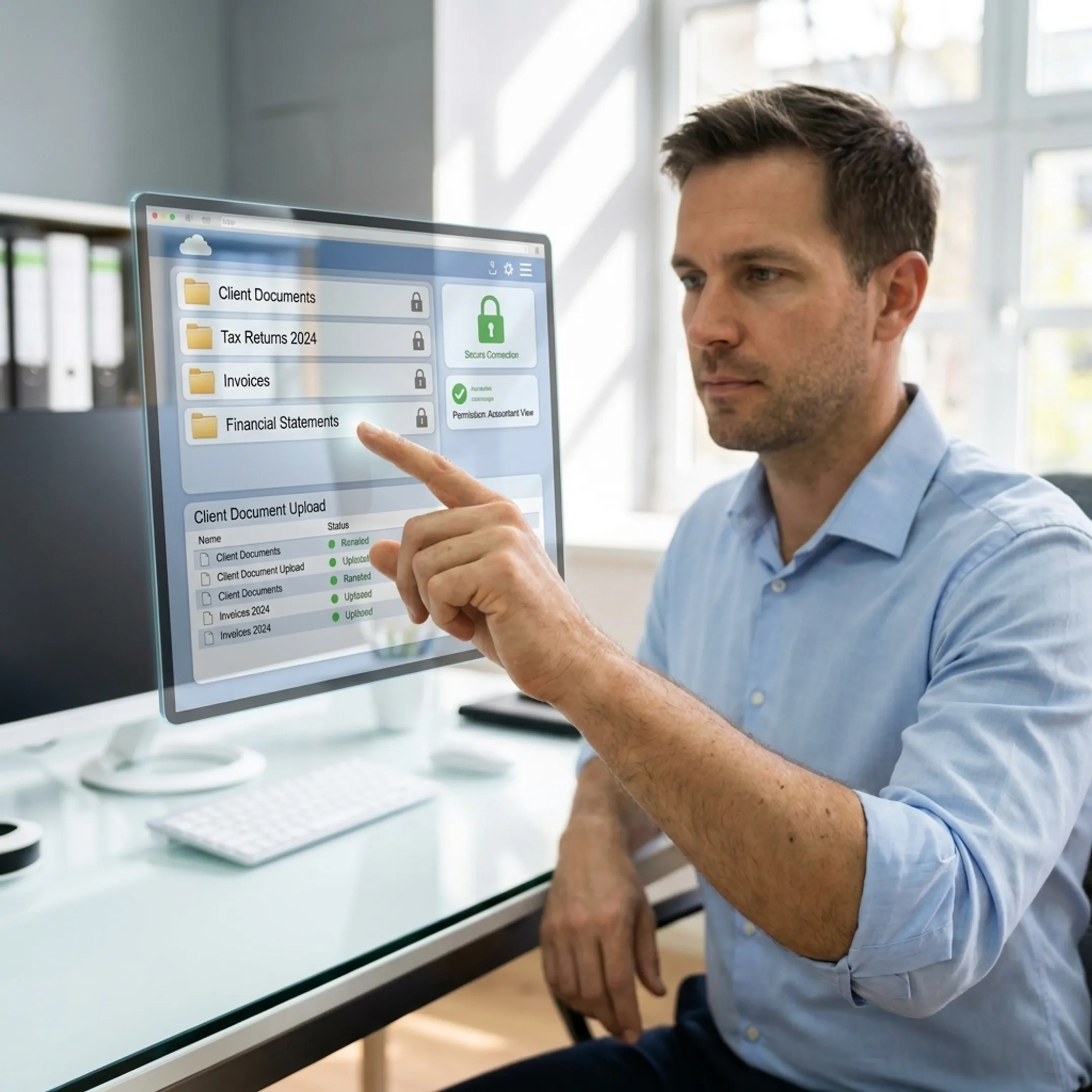 Secure client file portal for accounting firm