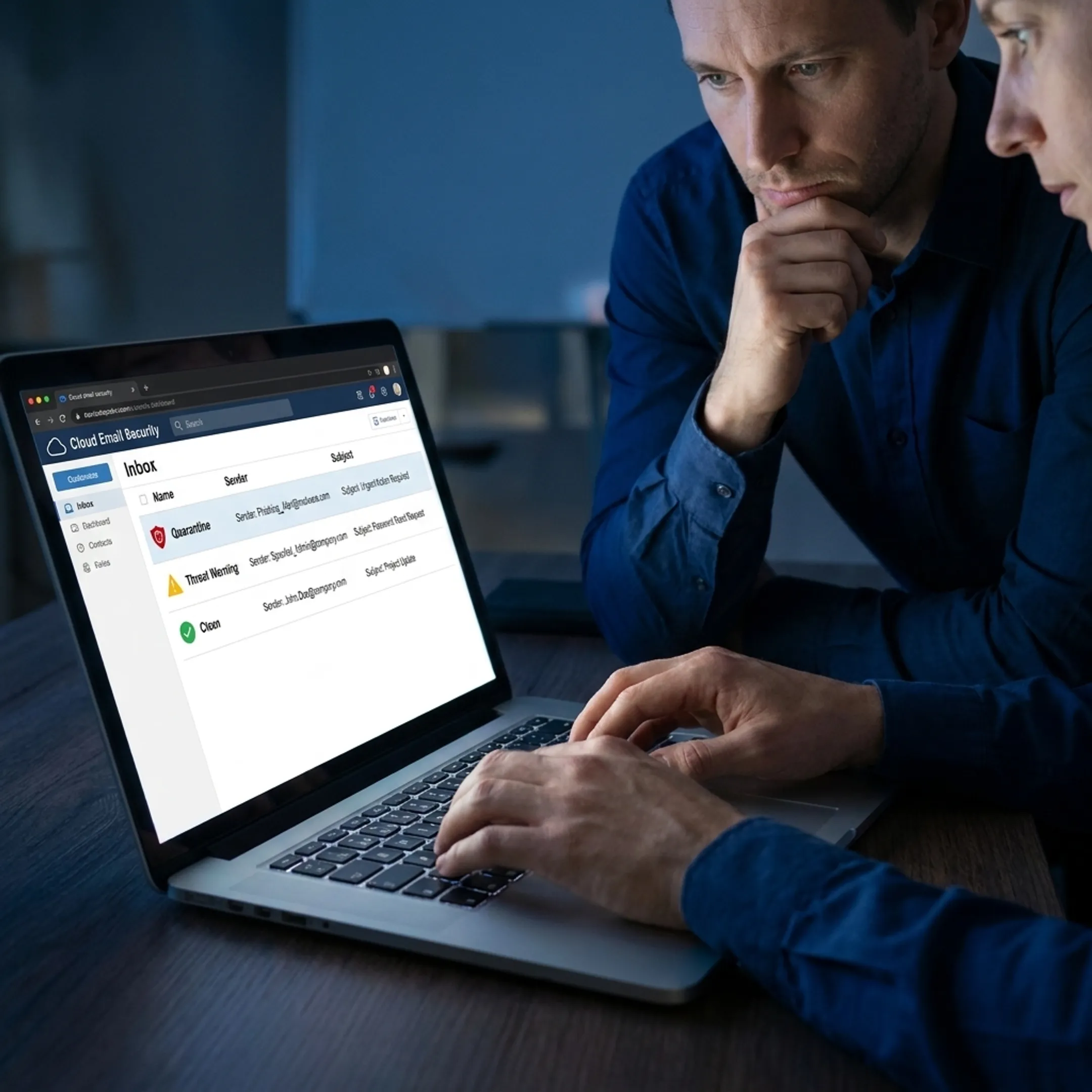 Business team using protected cloud email