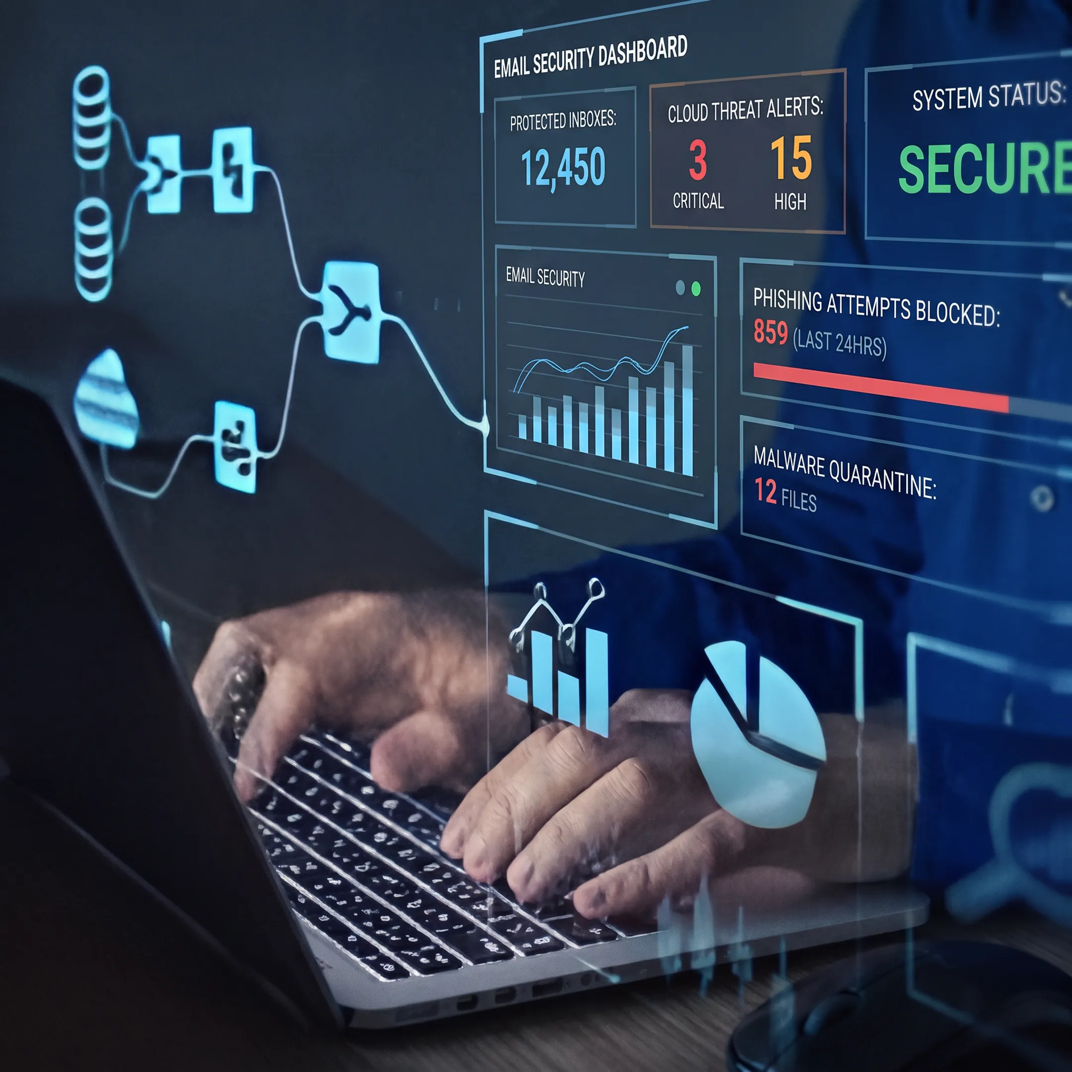 IT professional monitoring secure business email filtering