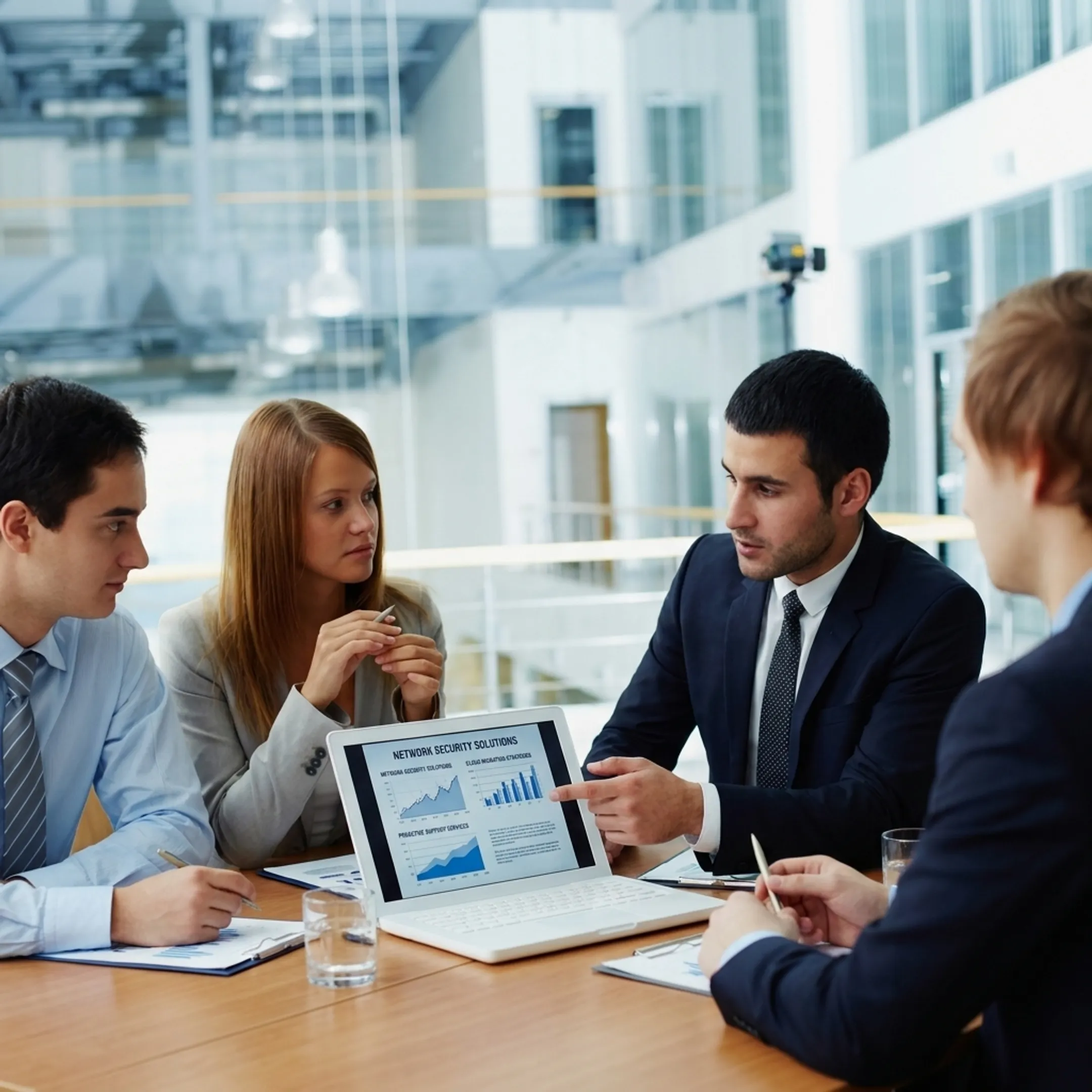 Business team reviewing managed IT strategy