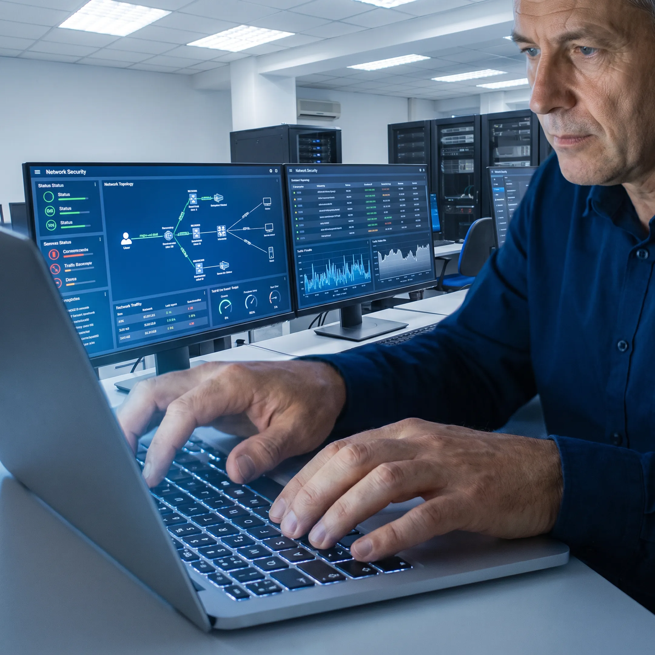 IT specialist monitoring business systems
