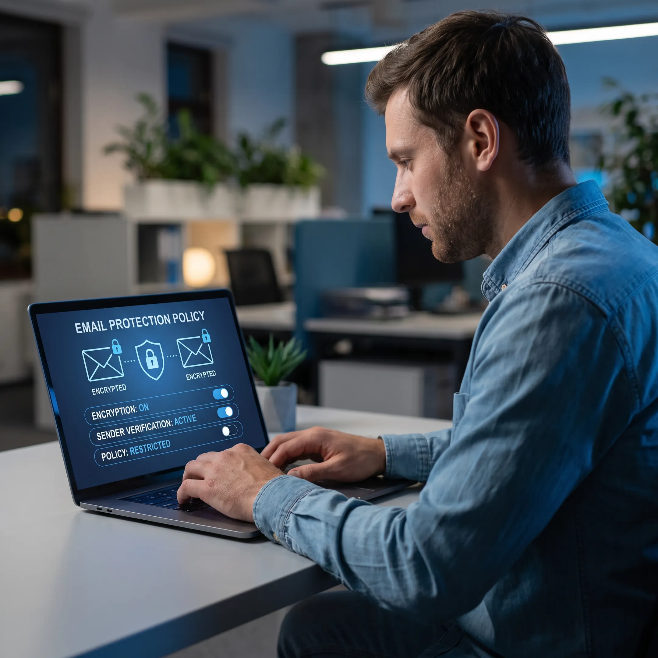 Specialist configuring email security controls