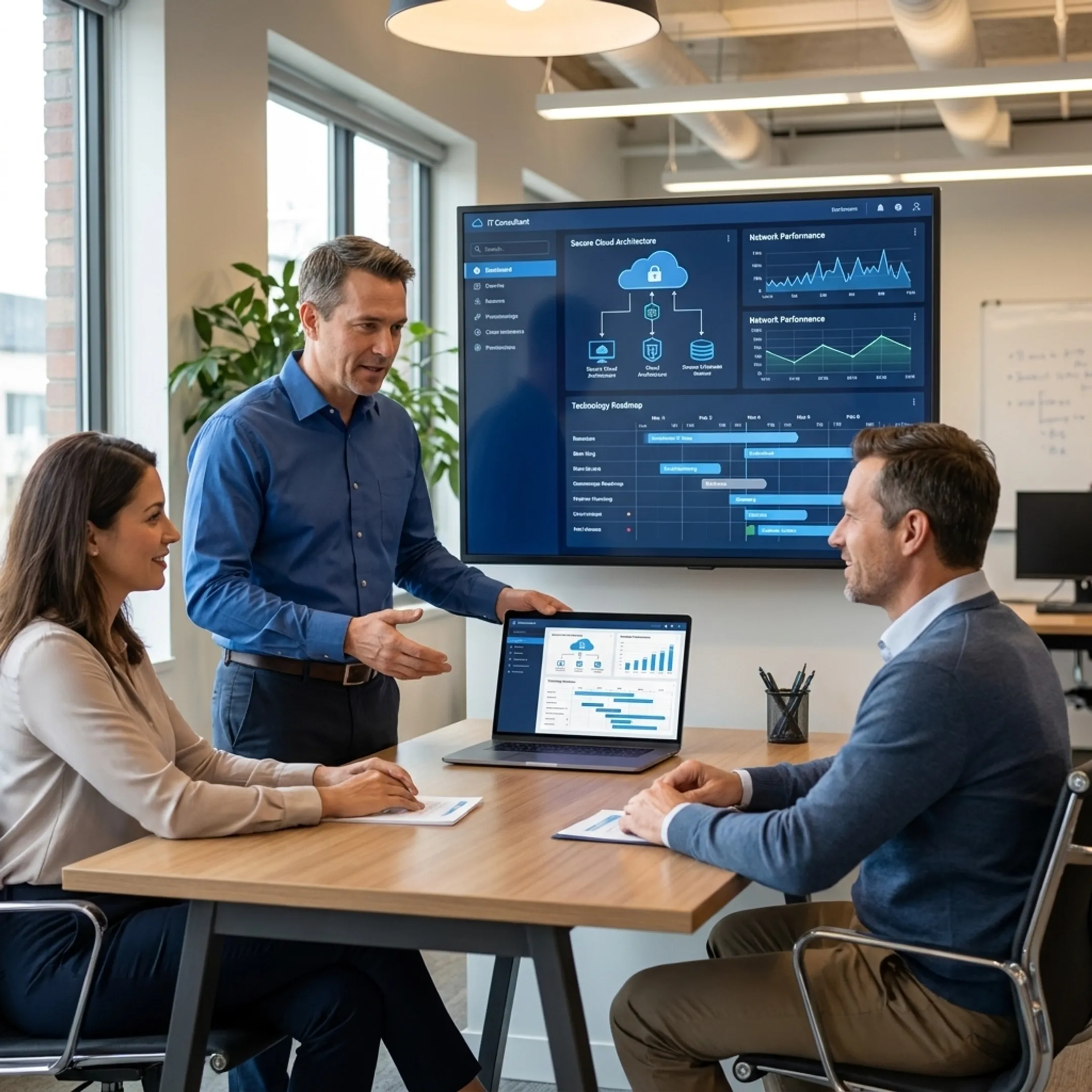 Business team receiving managed IT guidance