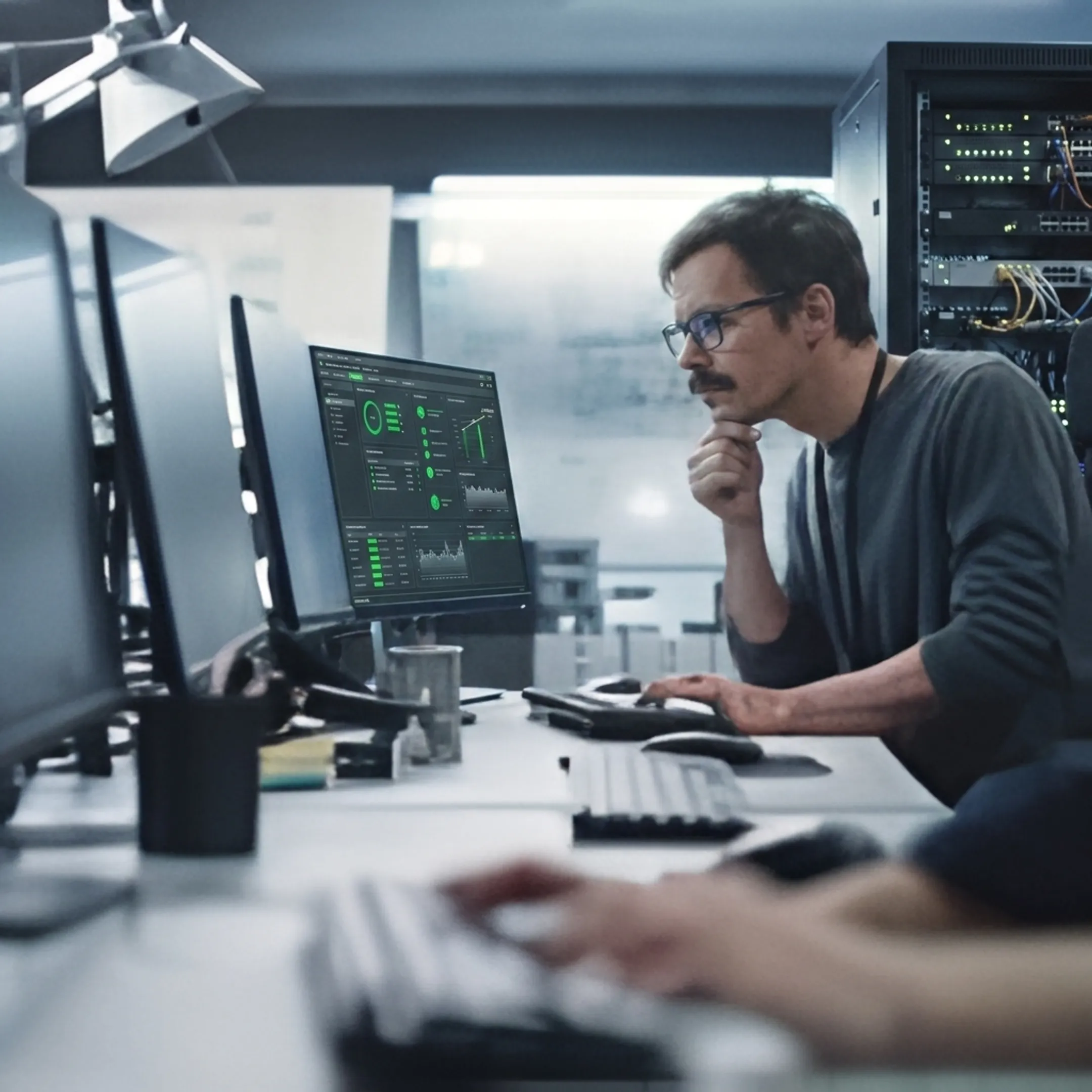 Engineer managing secure business data backups