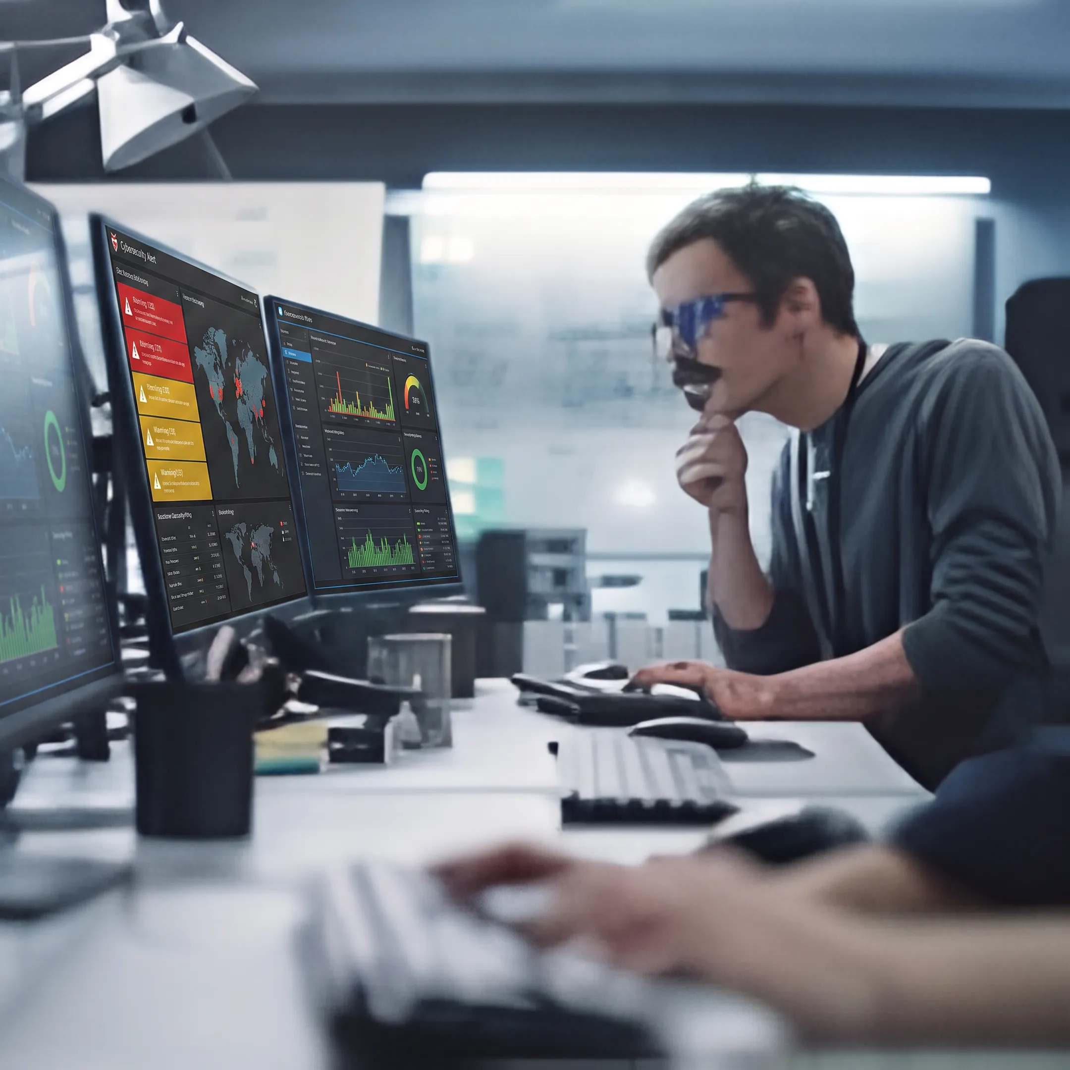 IT professional monitoring business network systems