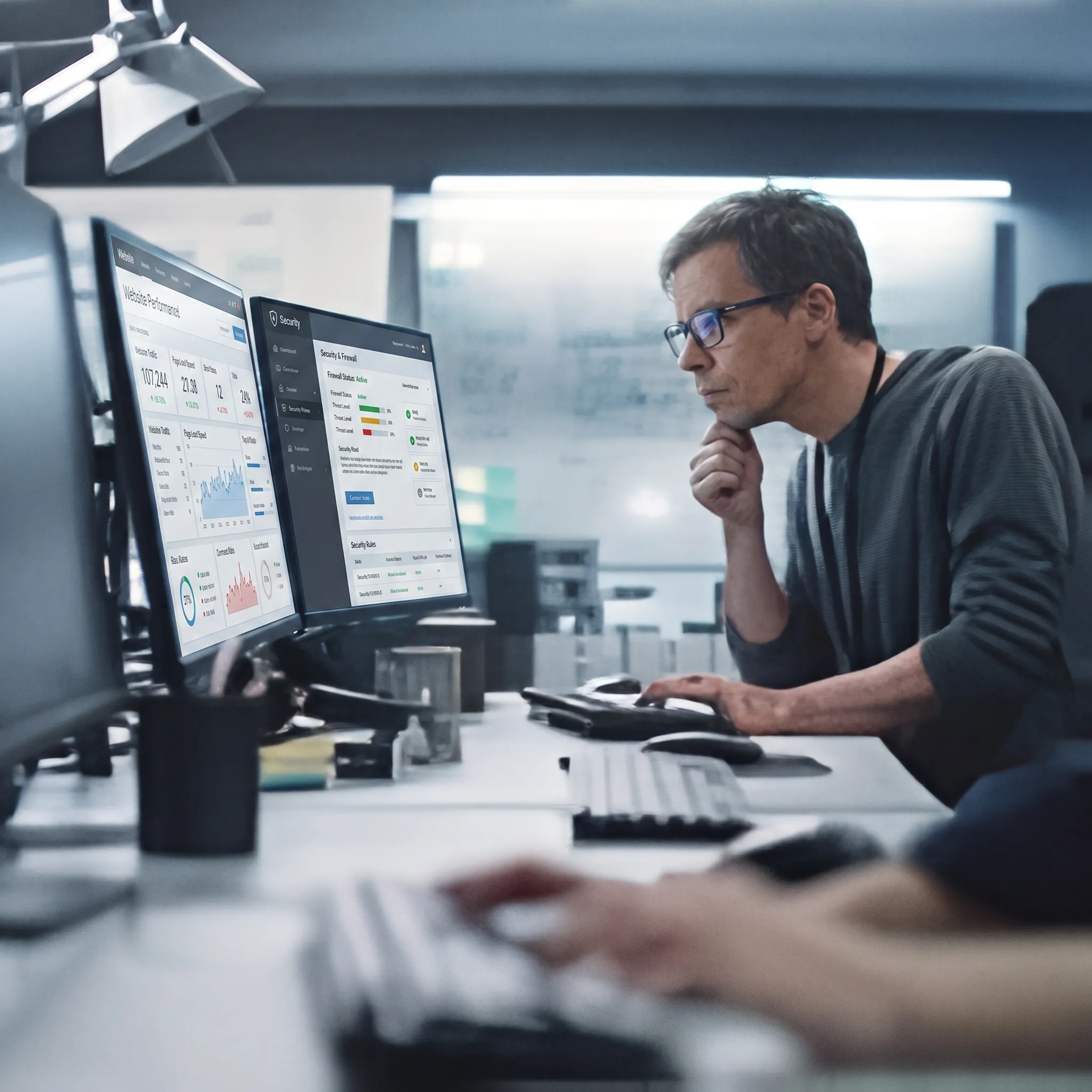 Technician maintaining a business website