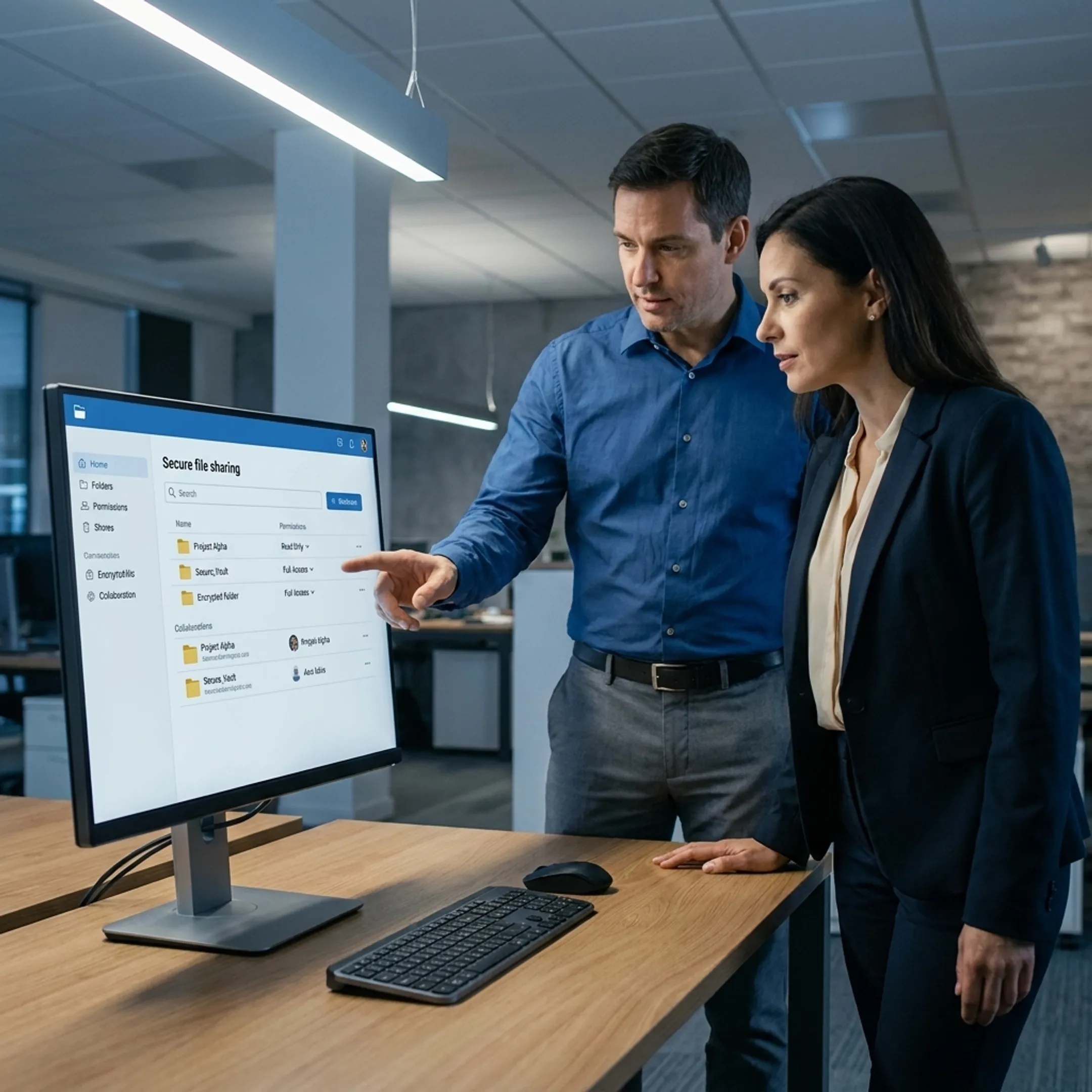 IT consultant reviewing secure file sharing options