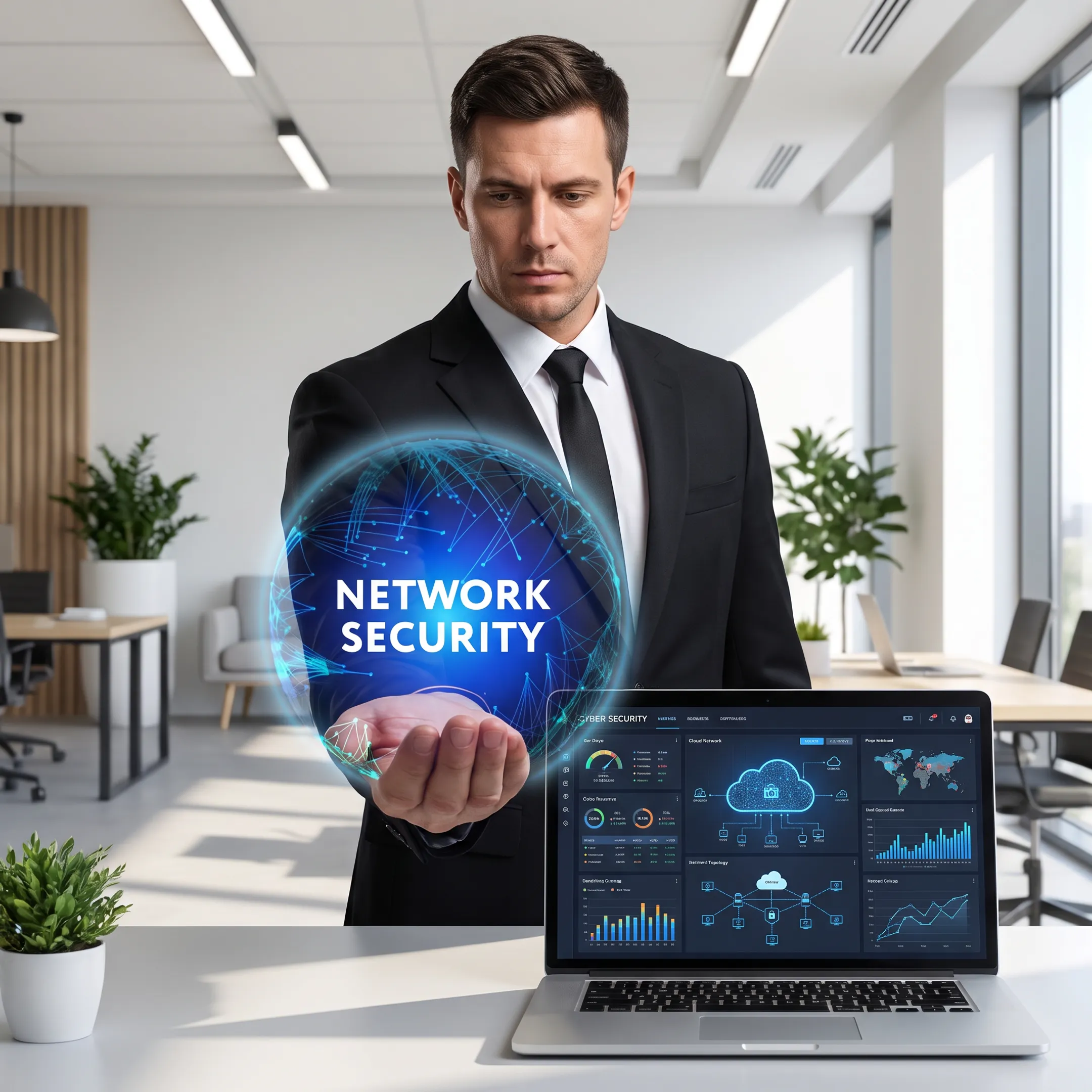IT professional monitoring business network systems