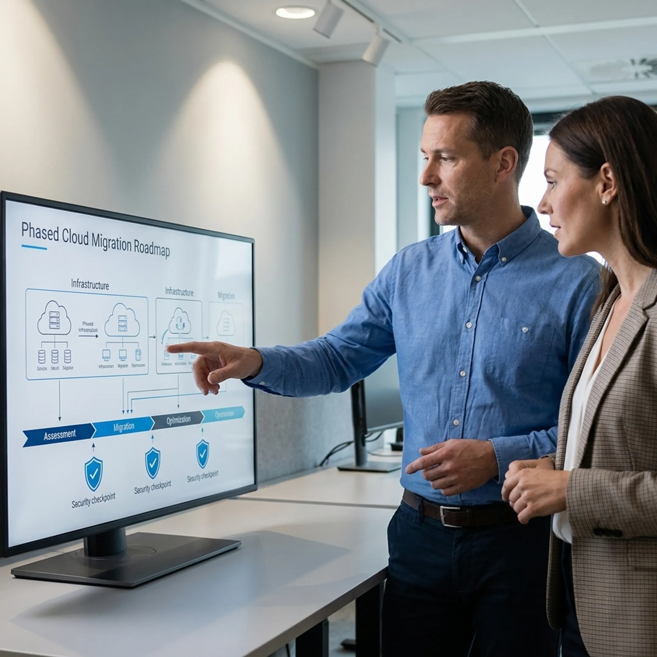Engineer reviewing a cloud migration plan