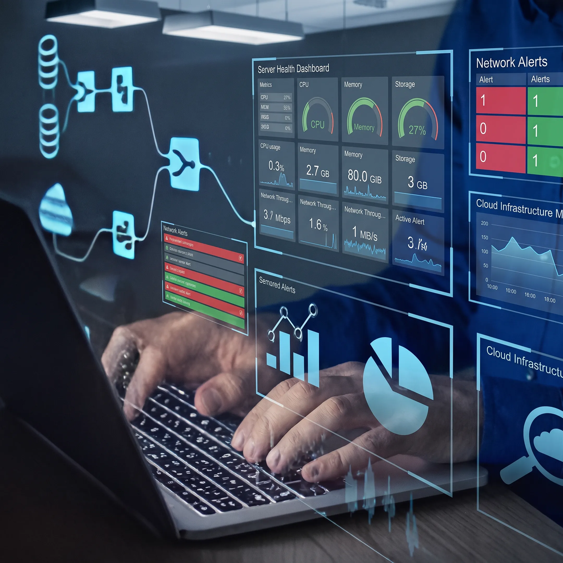 IT engineer monitoring server infrastructure