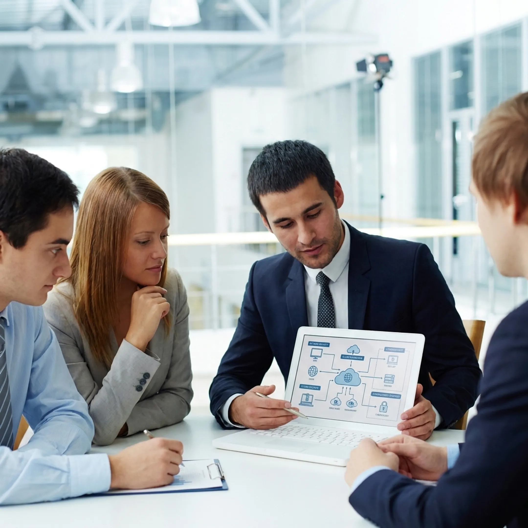 Consultant discussing an IT roadmap with clients