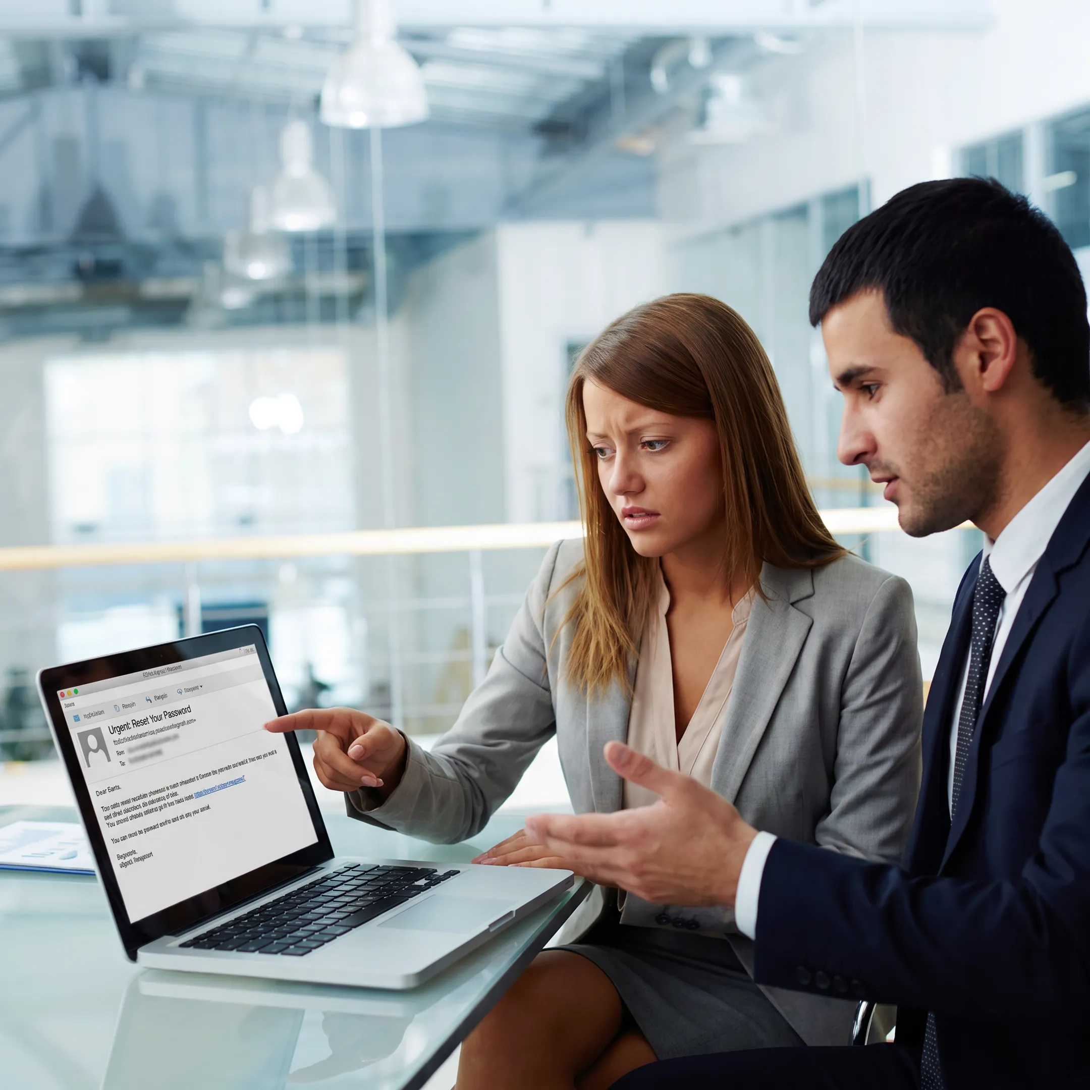 Employee reviewing a suspicious email during cybersecurity training