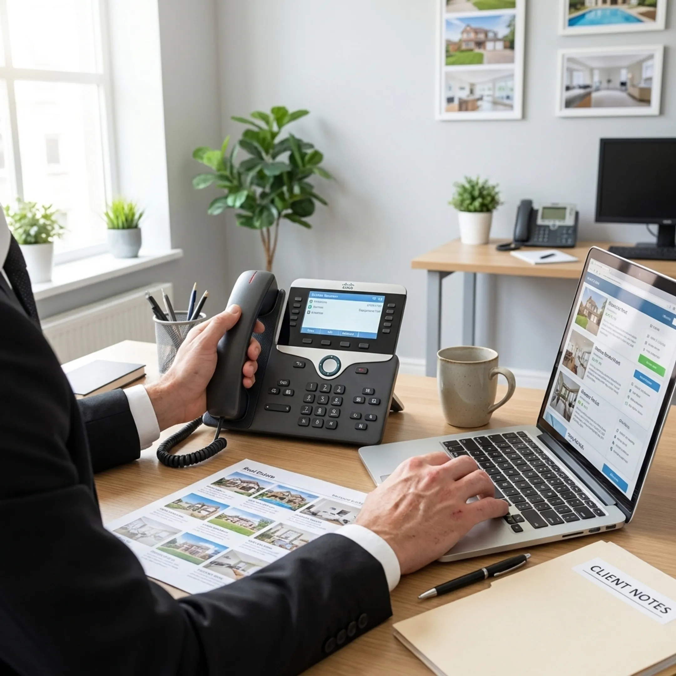 Agent managing calls through a business VoIP system