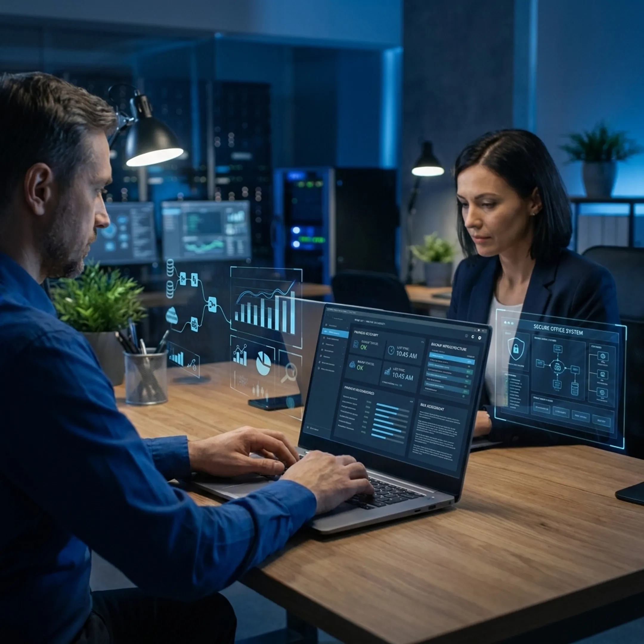 IT professional reviewing a financial disaster recovery plan