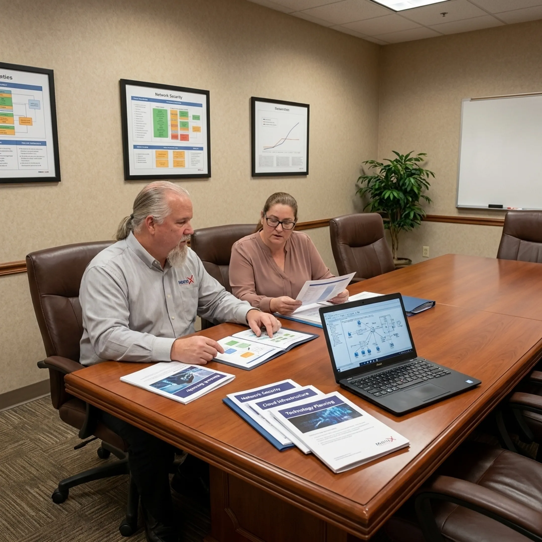 IT consultant reviewing a business technology plan