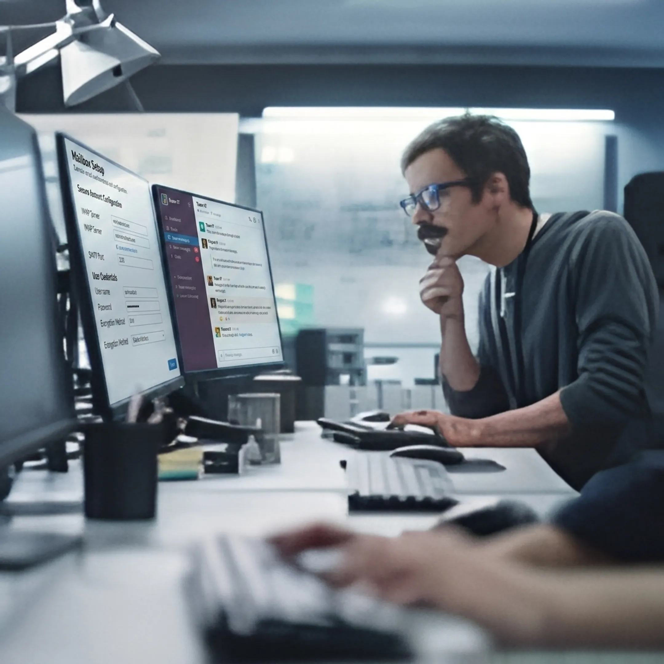 IT specialist configuring business email accounts