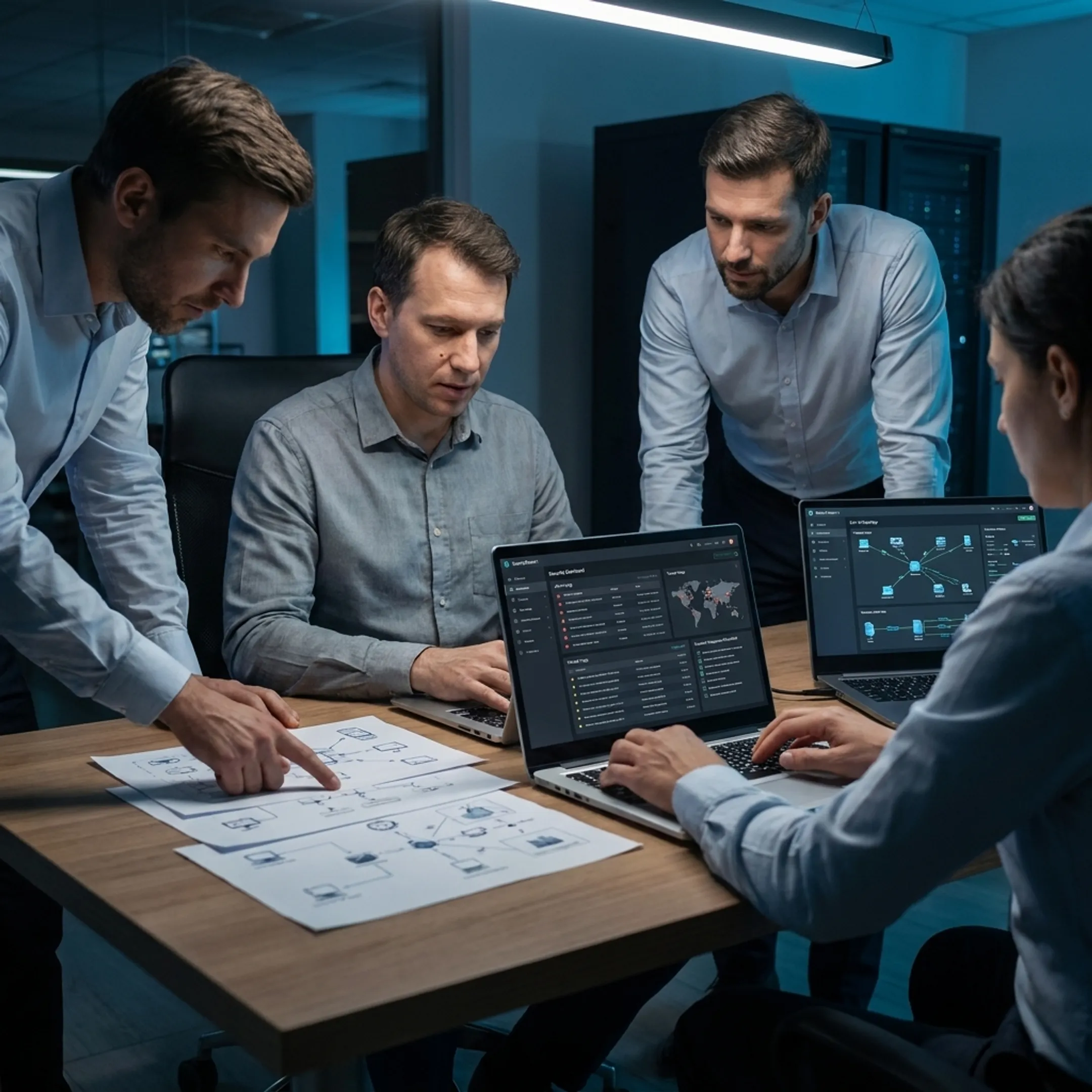 IT team coordinating a cyber incident response