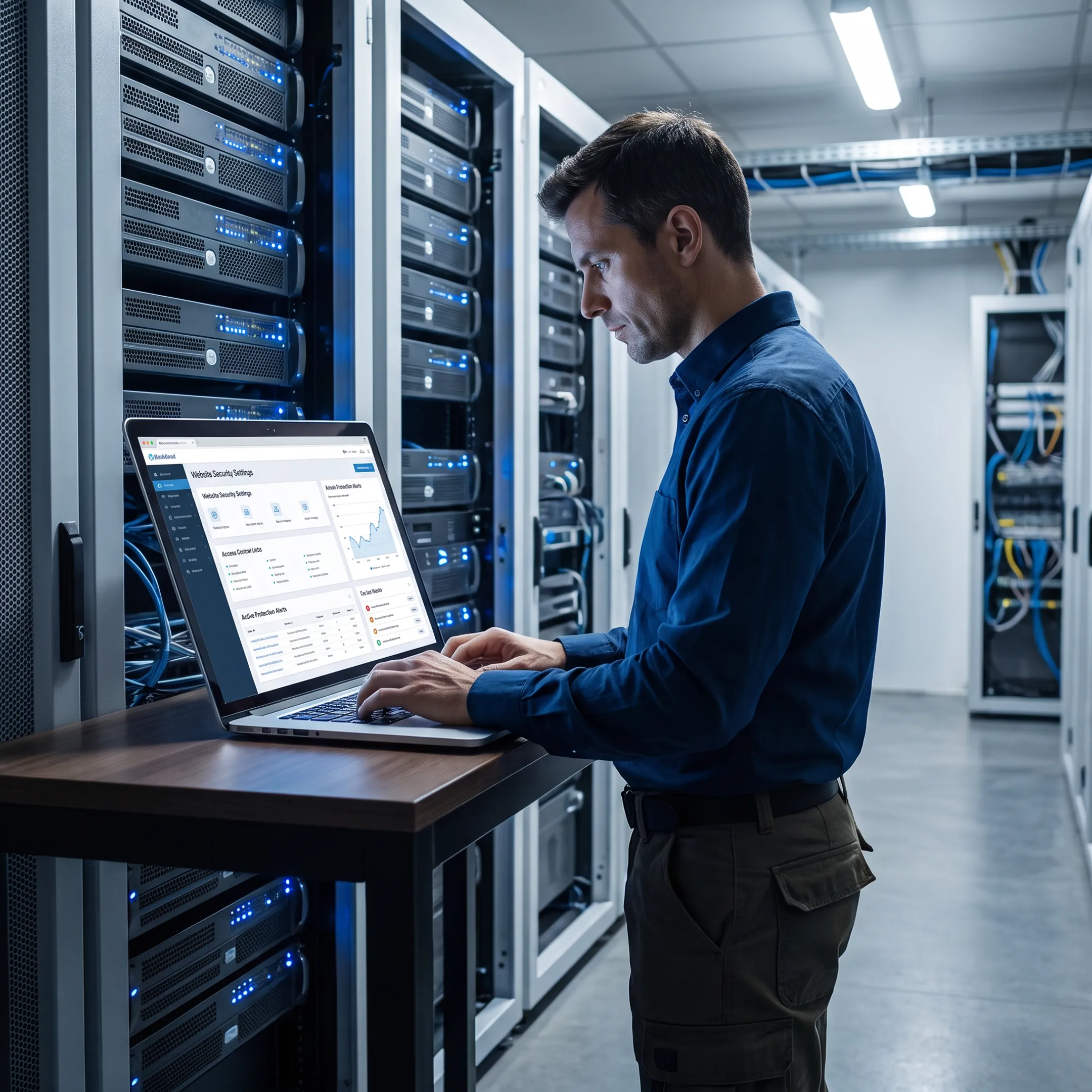 Technician securing a business website