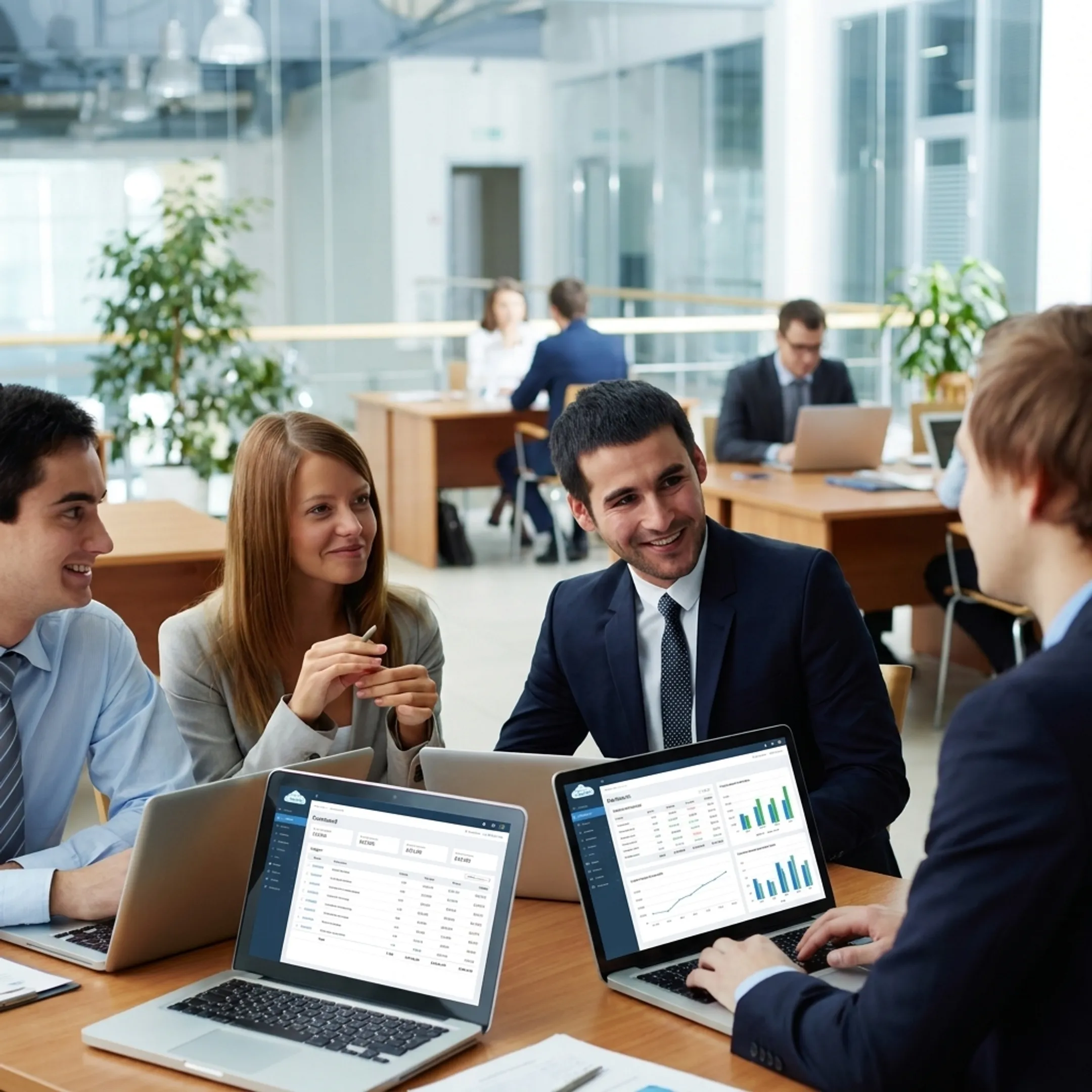 Business team using cloud-hosted accounting software