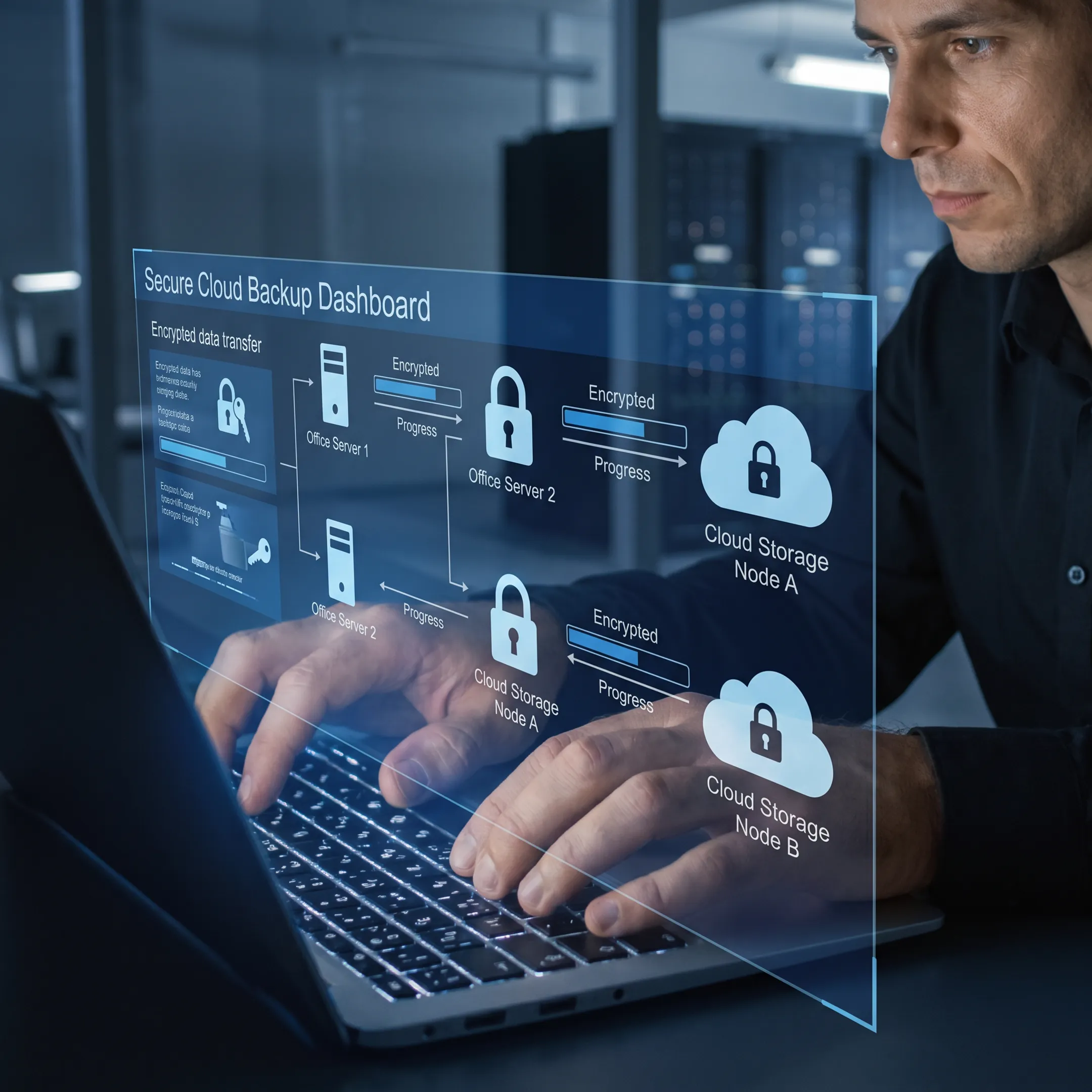 Secure cloud backup infrastructure for business data
