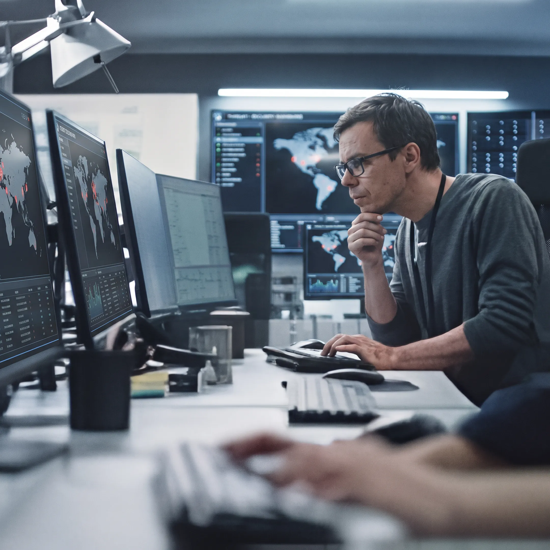 Cybersecurity analyst responding to a security incident