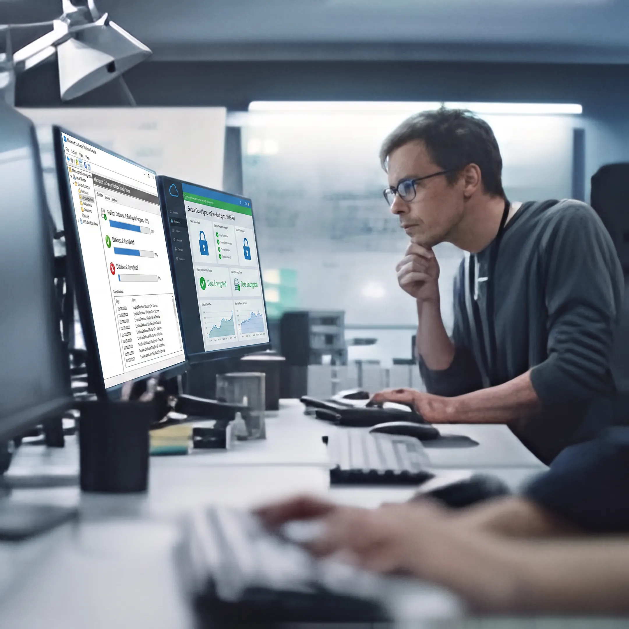 IT professional managing Exchange email backup