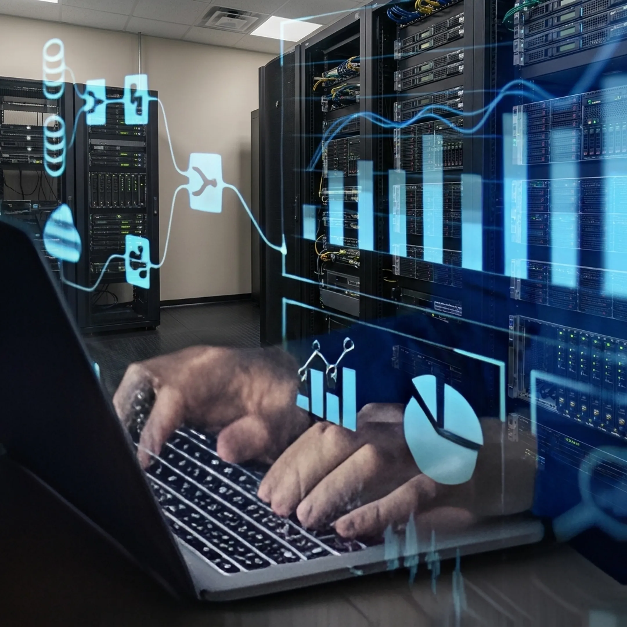IT engineer reviewing secure business network