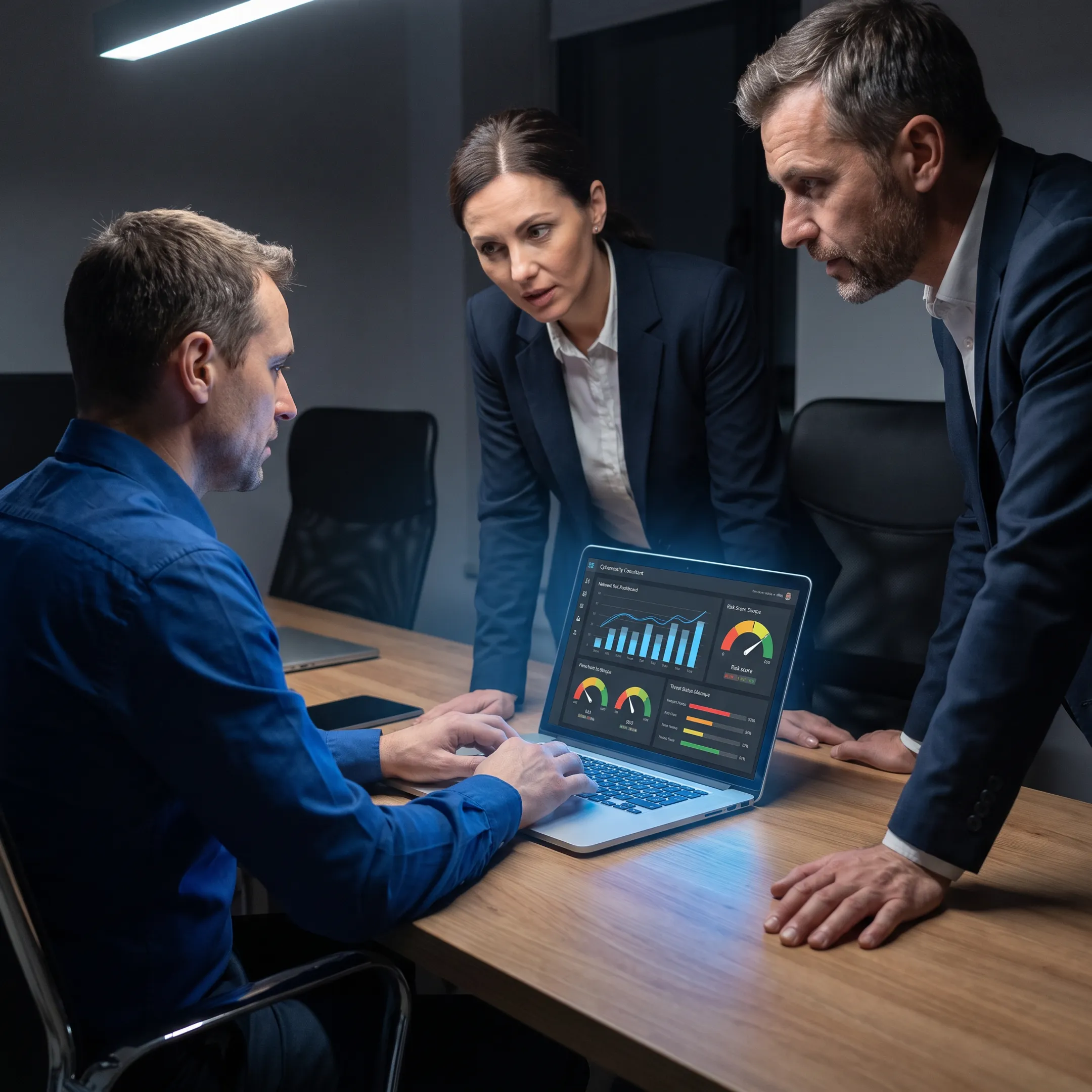 IT consultant reviewing cybersecurity risks