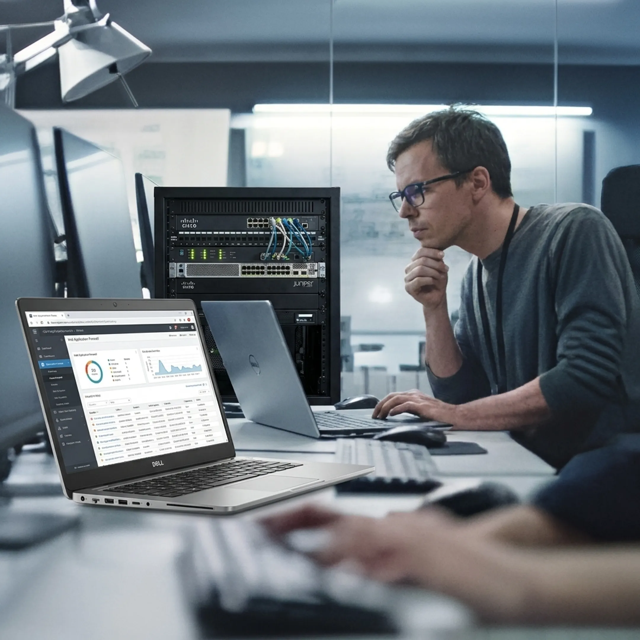 Security specialist configuring web application firewall rules