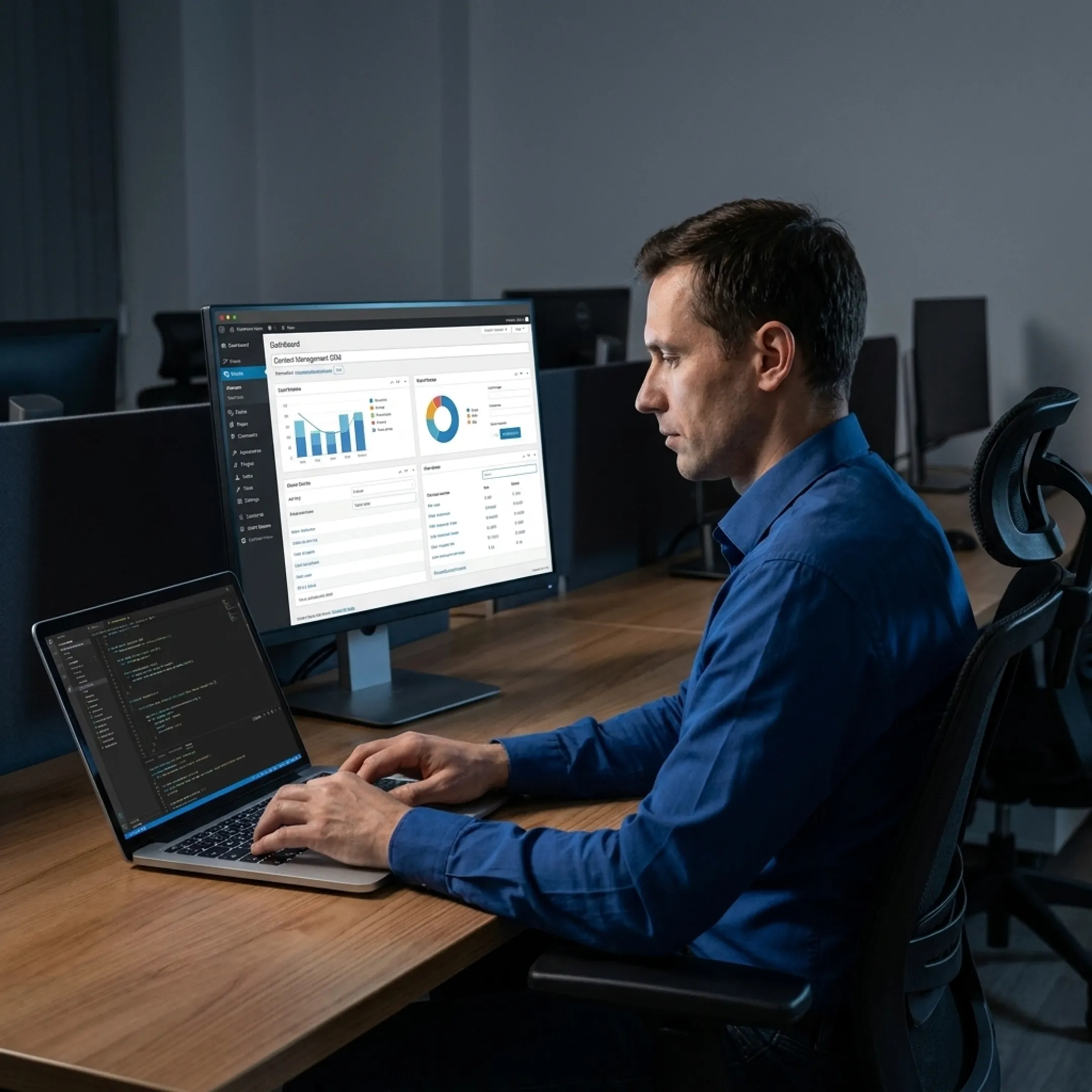 Developer managing a business CMS website